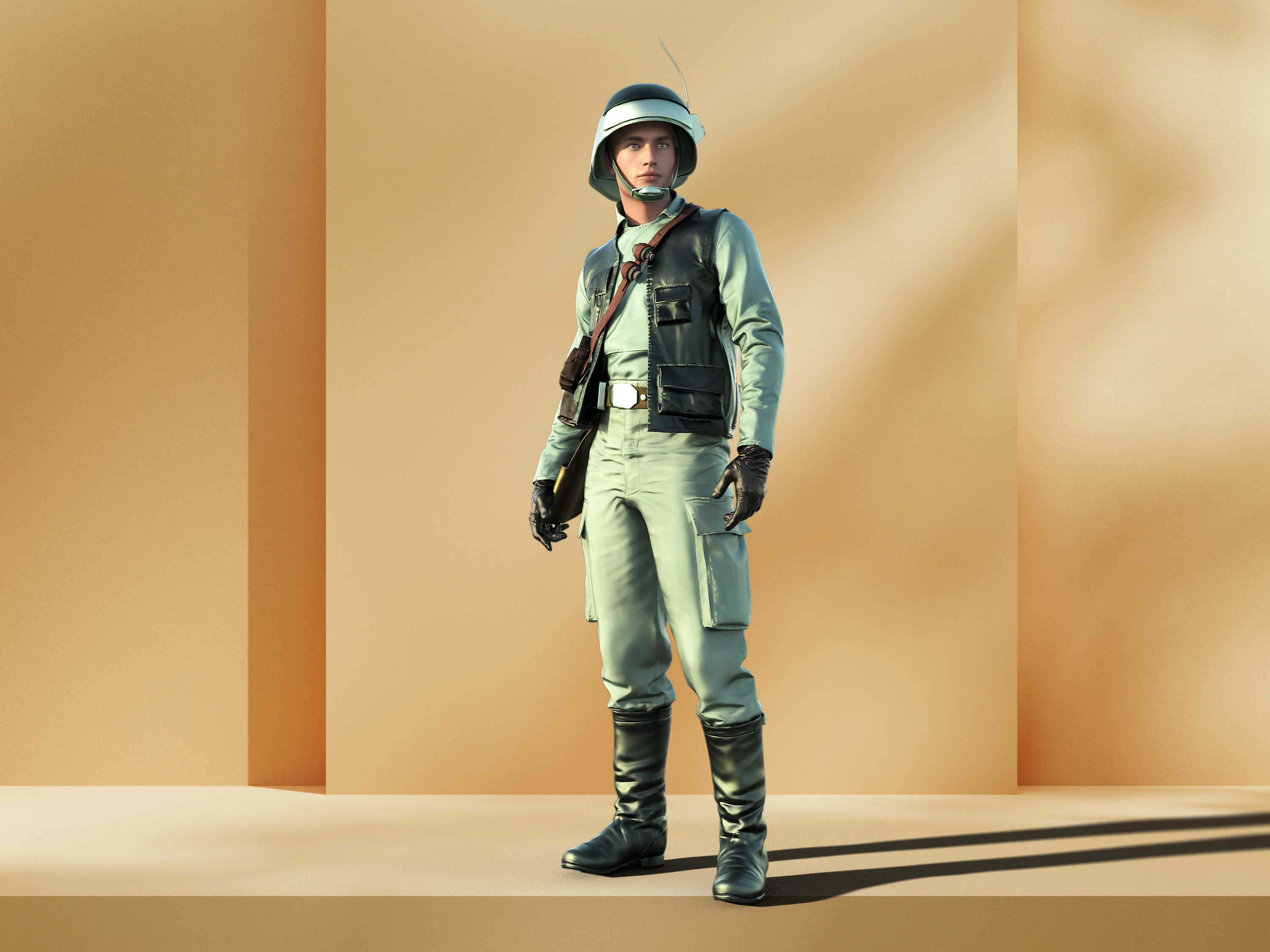 Rebel Trooper Rigged Animated Low-poly 3D model_17