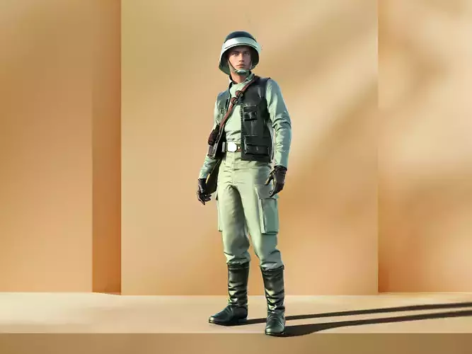 Rebel Trooper Rigged Animated Low-poly 3D model