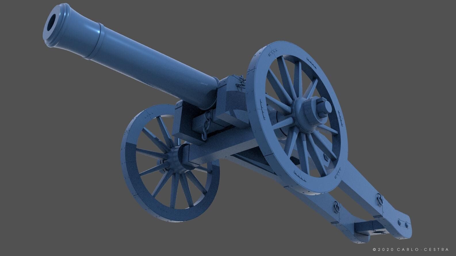 XVIII century cannon - Commercial license - 1-16 scale 3D print model_4