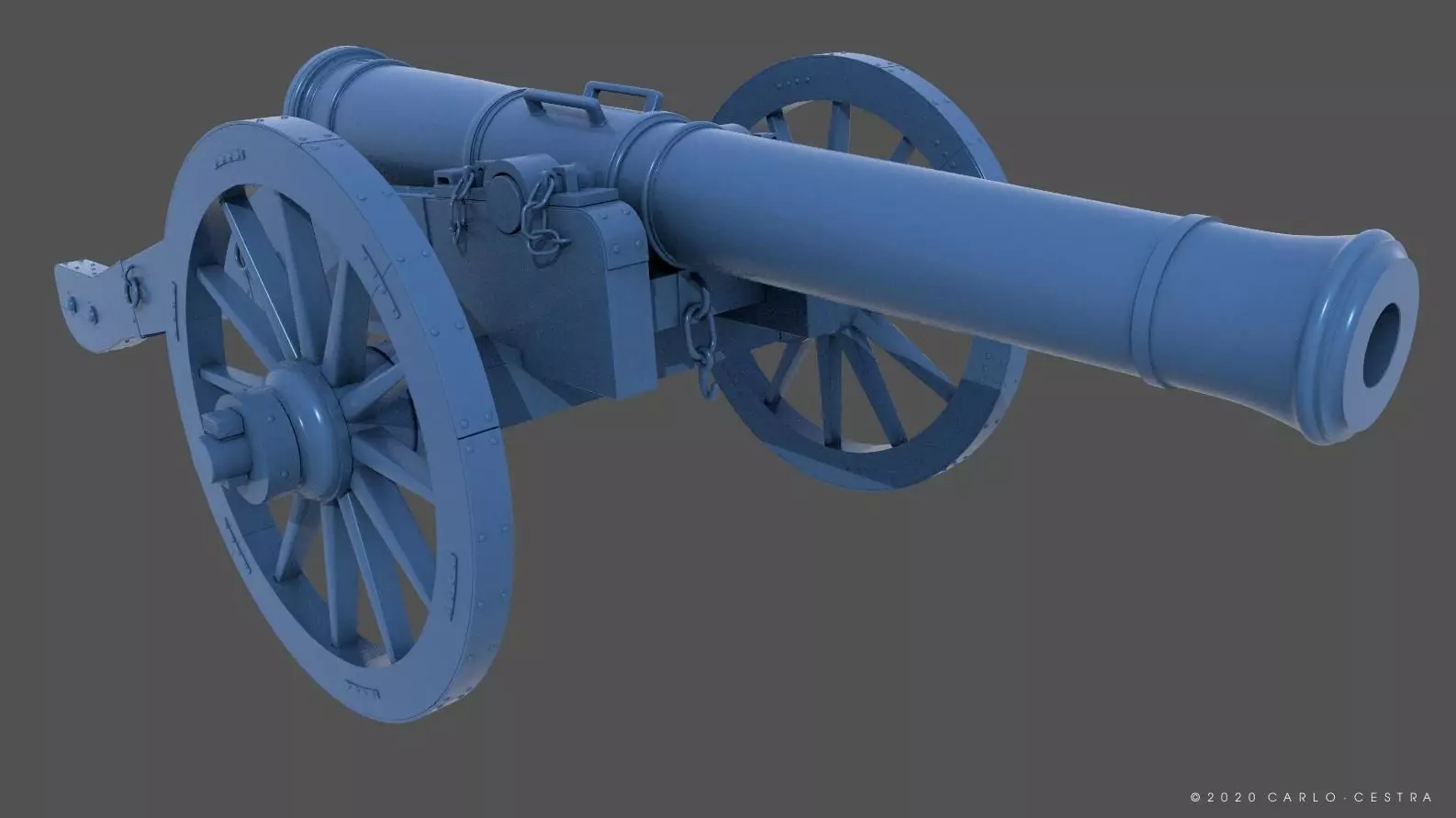 XVIII century cannon - Commercial license - 1-16 scale 3D print model_0