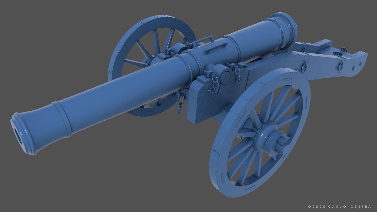 XVIII century cannon - Commercial license - 1-16 scale 3D print model_3