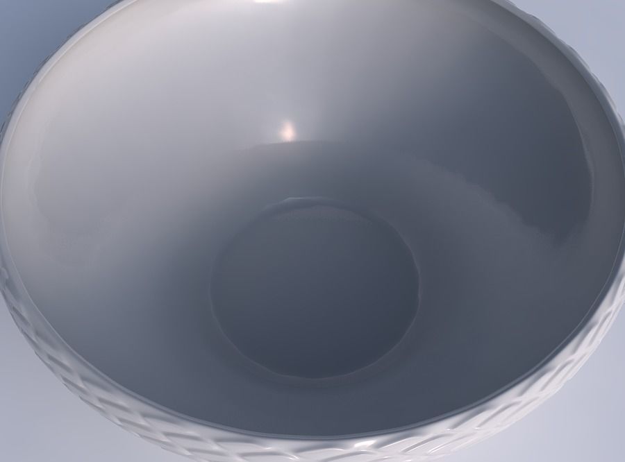 Bowl wide and twisted with diagonal grid bulges 3D print model_1