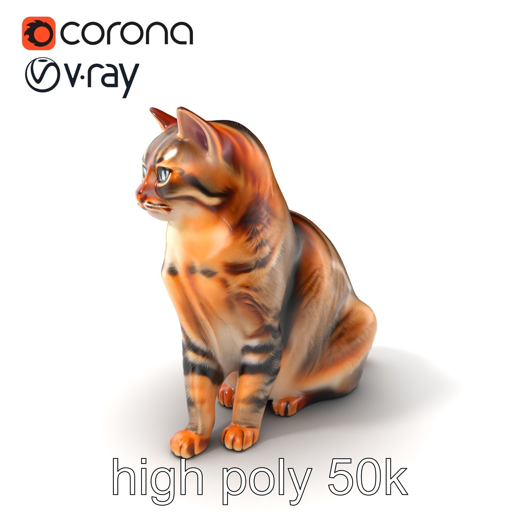 Realistic Domestic Cat Model Pack Low-poly 3D model_2