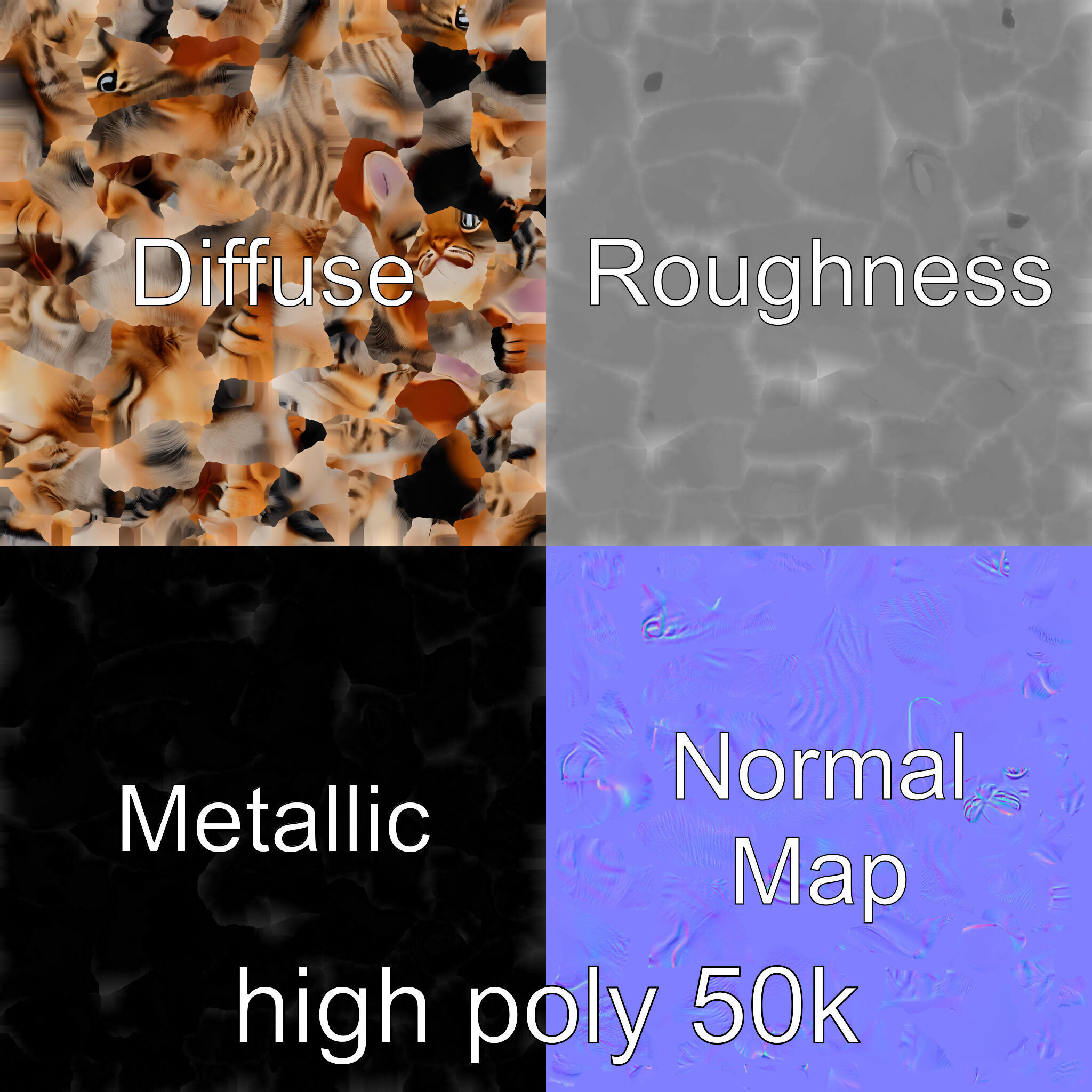 Realistic Domestic Cat Model Pack Low-poly 3D model_3