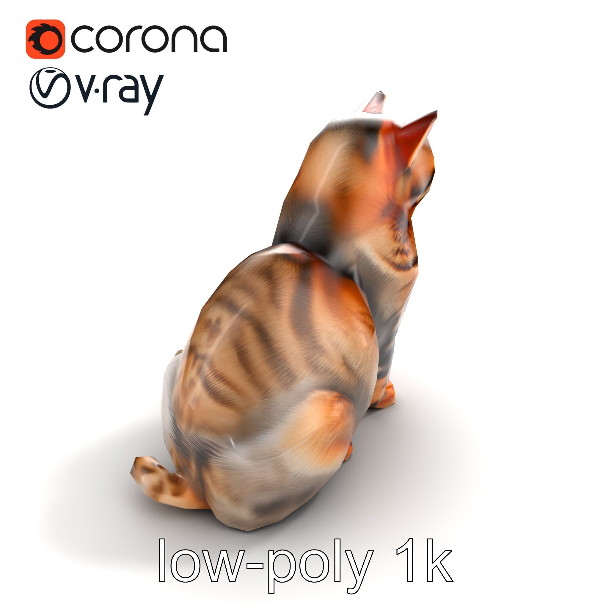 Realistic Domestic Cat Model Pack Low-poly 3D model_9