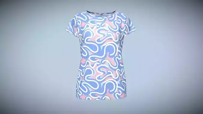 Girls-Pastel Squigg AOP Tops In Low Poly