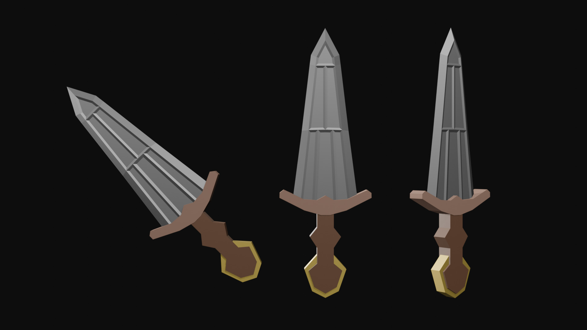 LowPoly Dagger Set Low-poly 3D model_4
