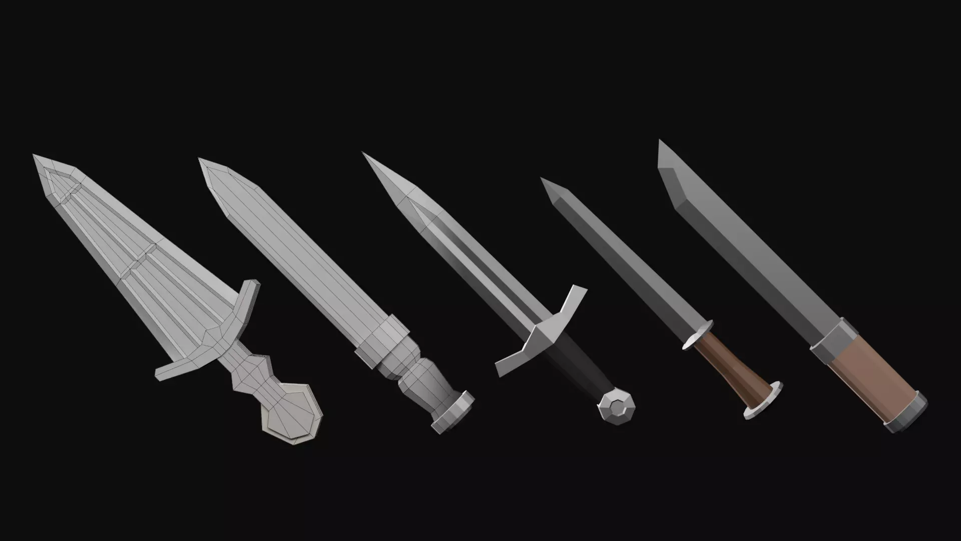 LowPoly Dagger Set Low-poly 3D model_0
