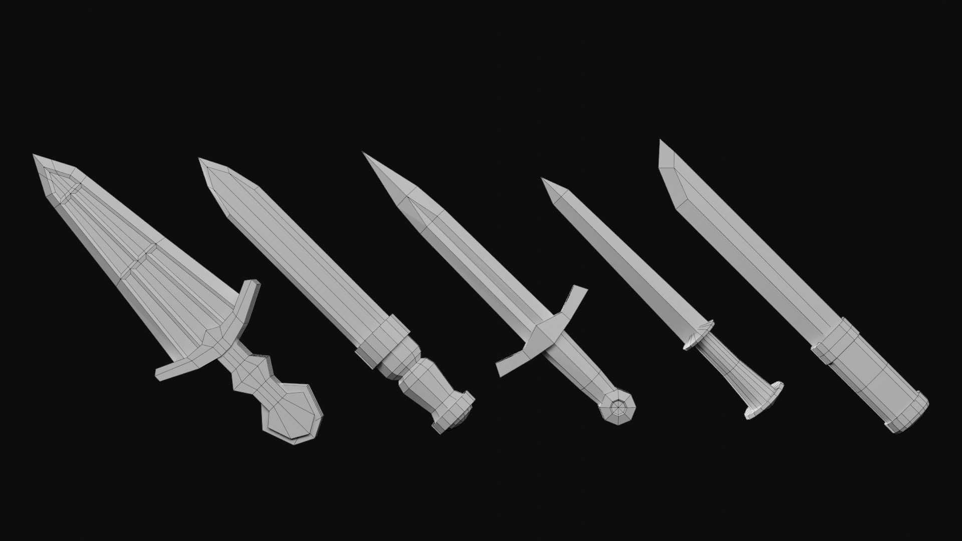 LowPoly Dagger Set Low-poly 3D model_3