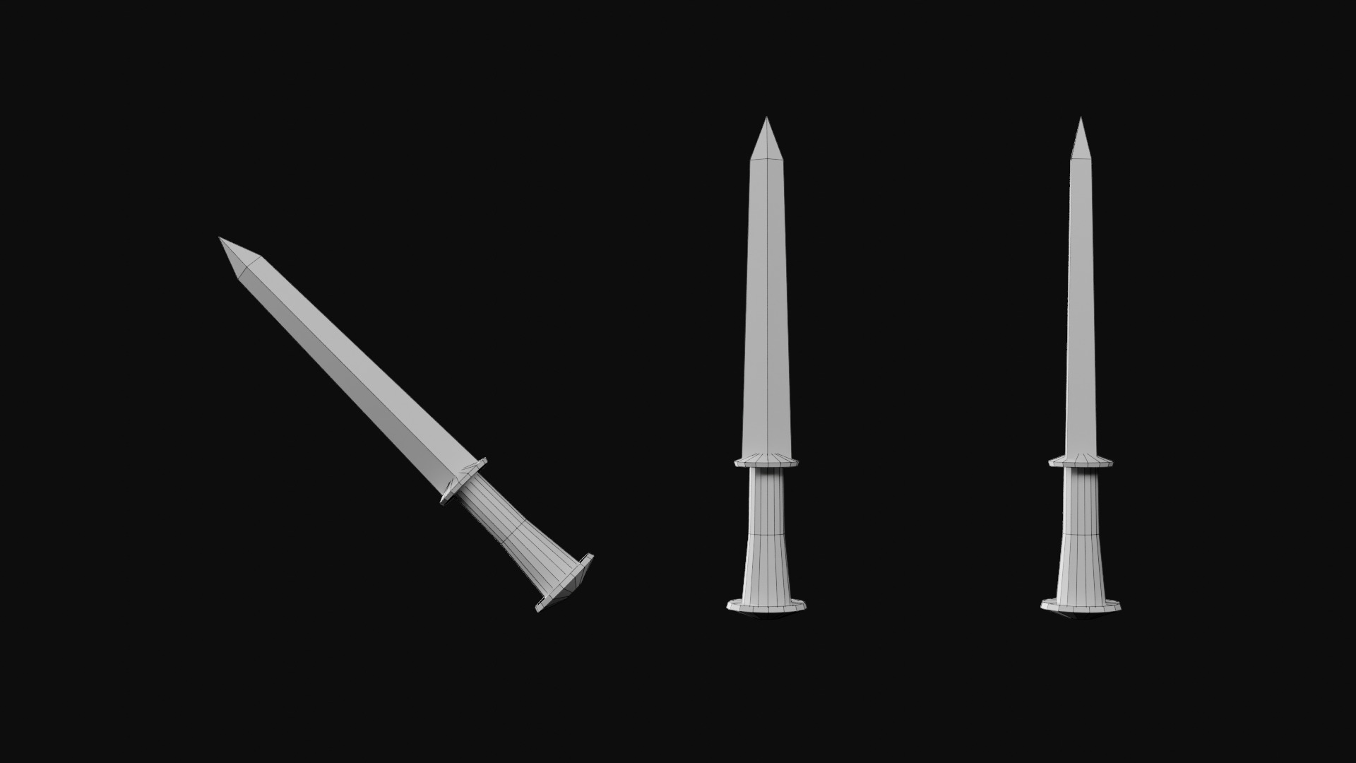 LowPoly Dagger Set Low-poly 3D model_11