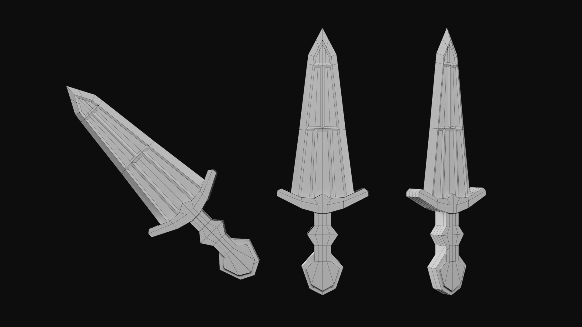 LowPoly Dagger Set Low-poly 3D model_5