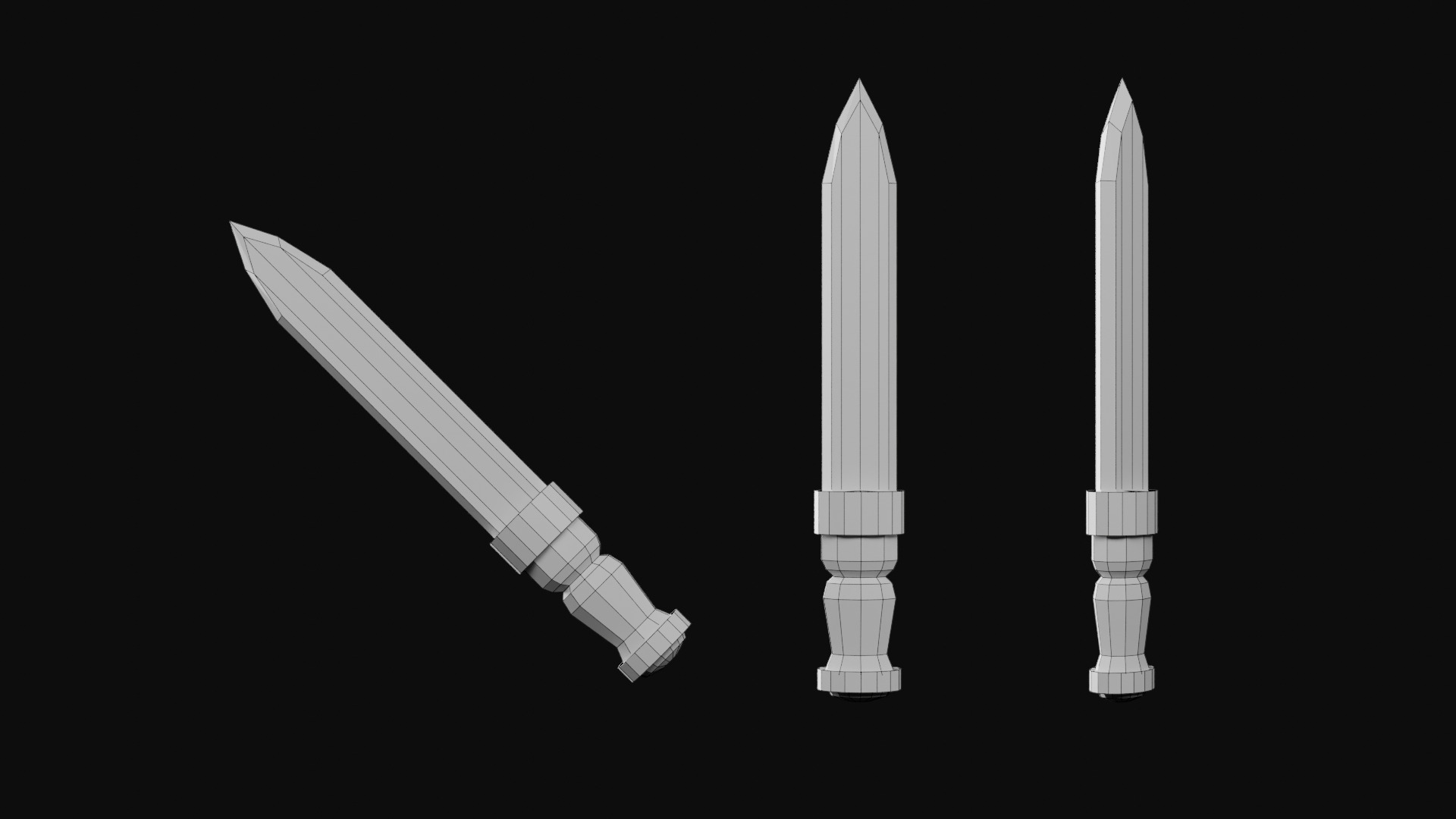 LowPoly Dagger Set Low-poly 3D model_7