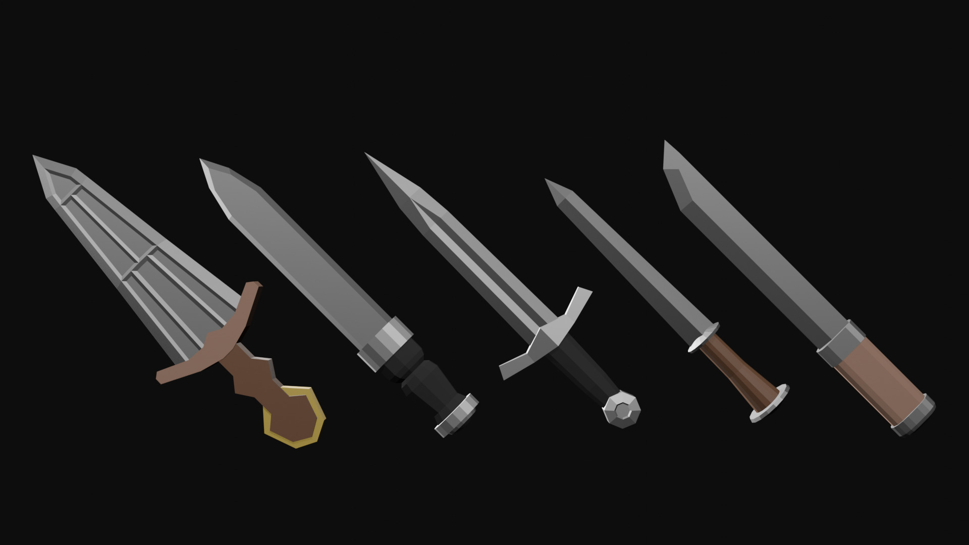 LowPoly Dagger Set Low-poly 3D model_2