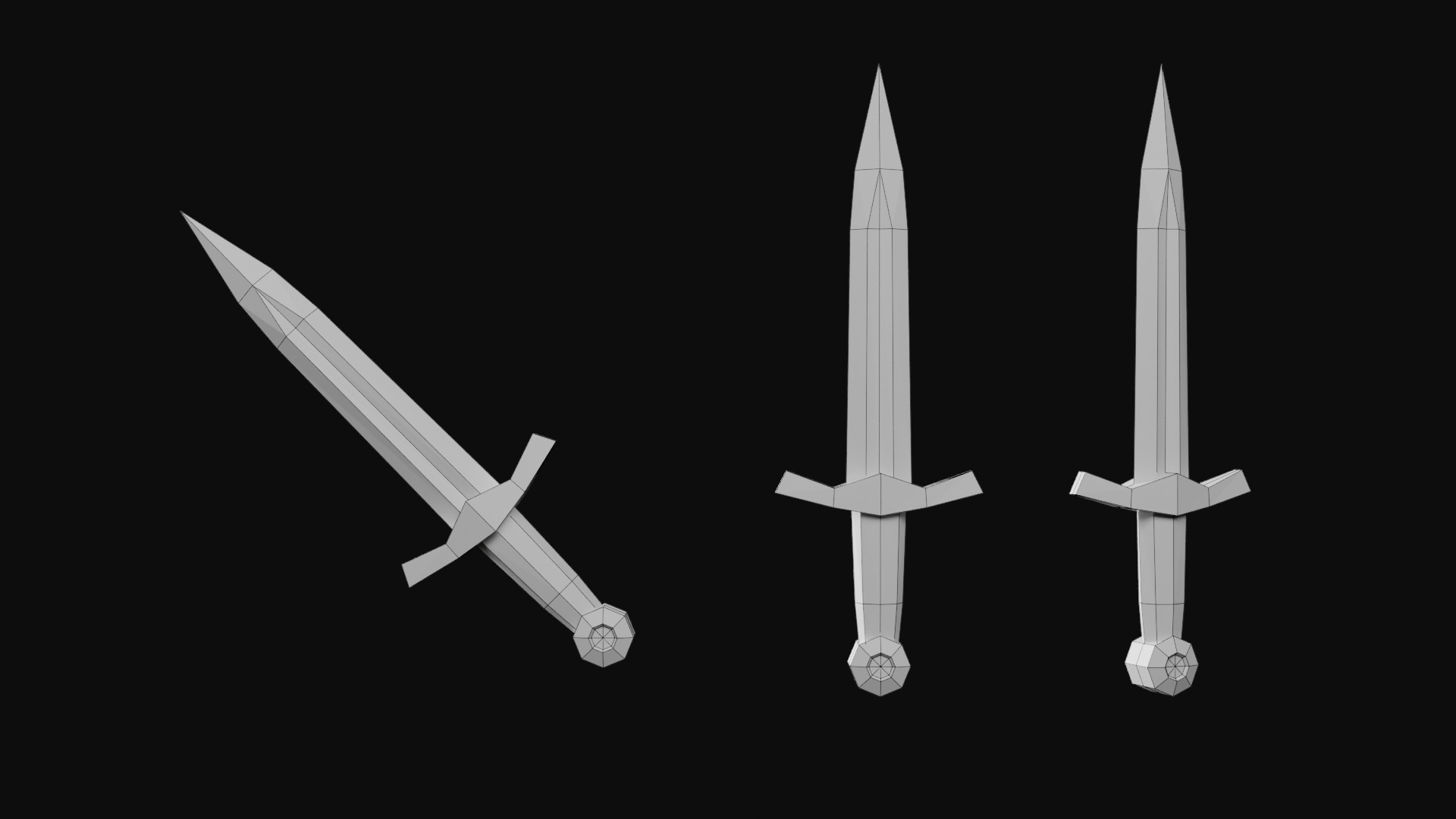 LowPoly Dagger Set Low-poly 3D model_9