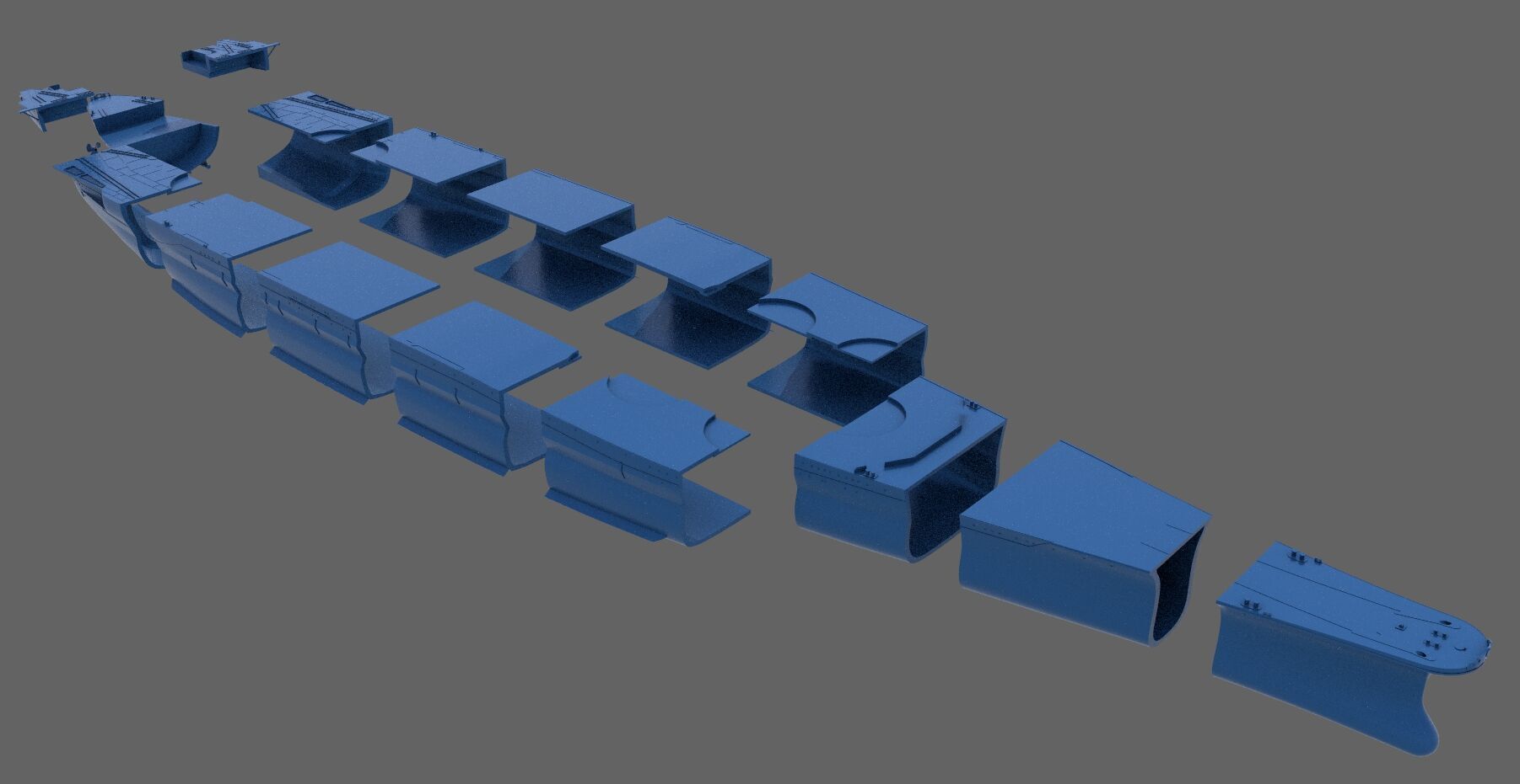 Battleship Yamato Hull - Commercial license - 1-200 scale 3D print model_7