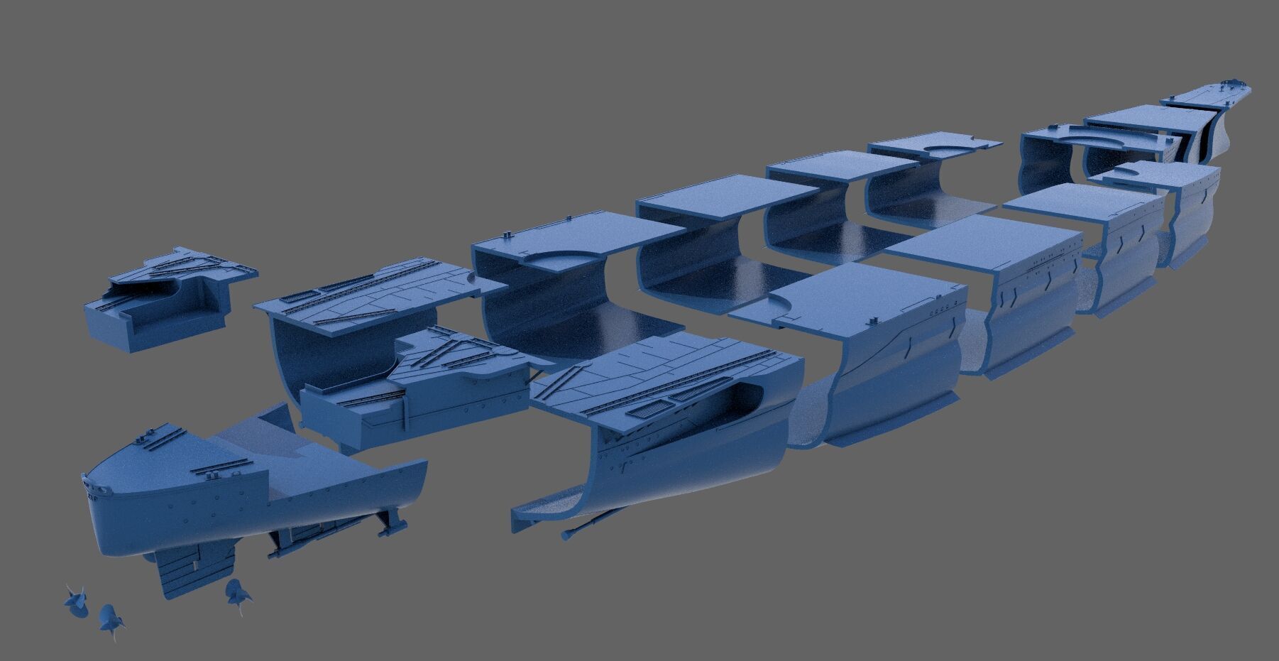 Battleship Yamato Hull - Commercial license - 1-200 scale 3D print model_11