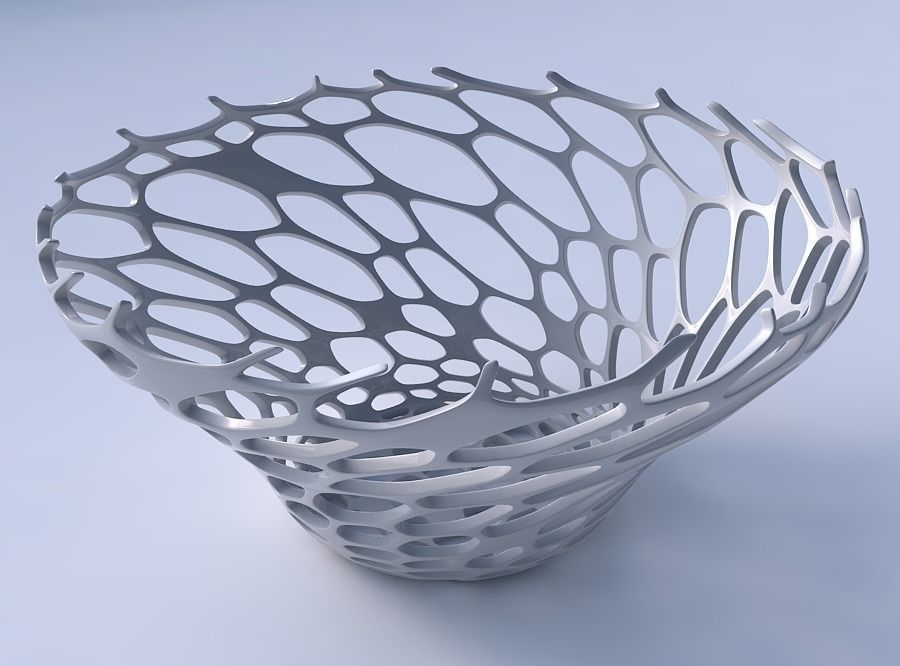 Bowl wide and twisted with cracked organic lattice 2 3D print model_3