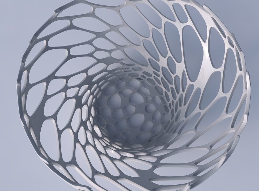 Bowl wide and twisted with cracked organic lattice 2 3D print model_2