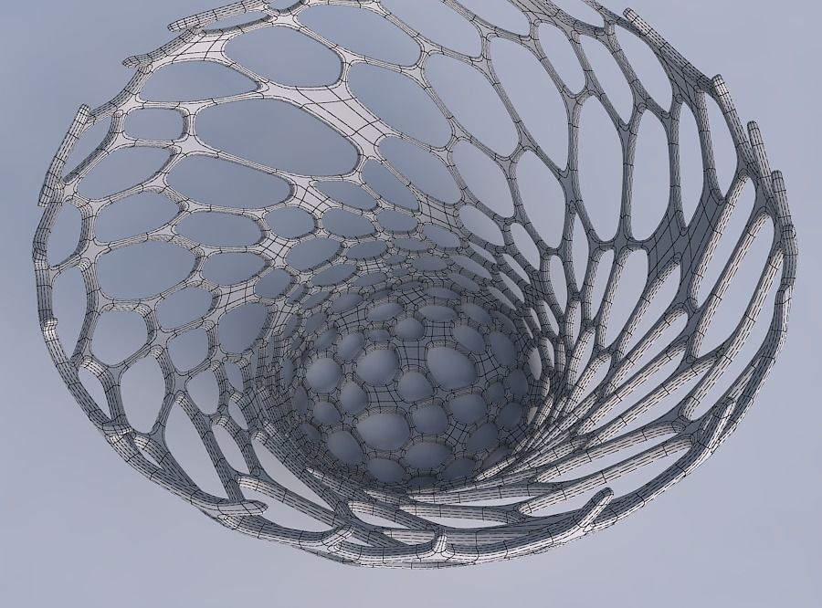 Bowl wide and twisted with cracked organic lattice 2 3D print model_6