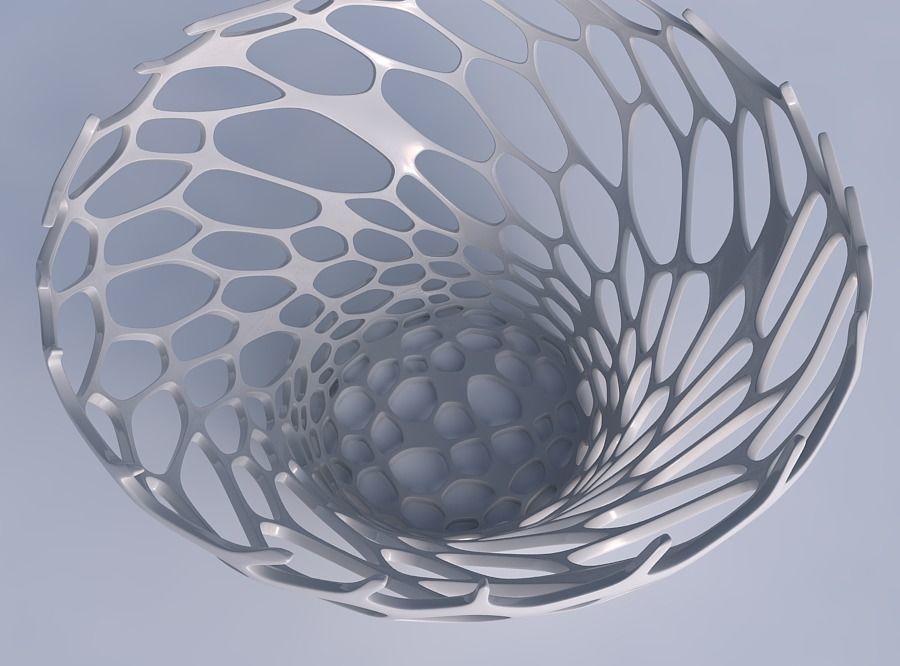 Bowl wide and twisted with cracked organic lattice 2 3D print model_1
