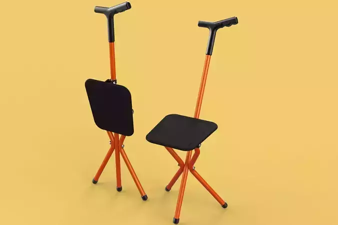 POLE STICK CANE CHAIR WALKING SEAT STOOL CRUTCH FOLDING PORTABLE