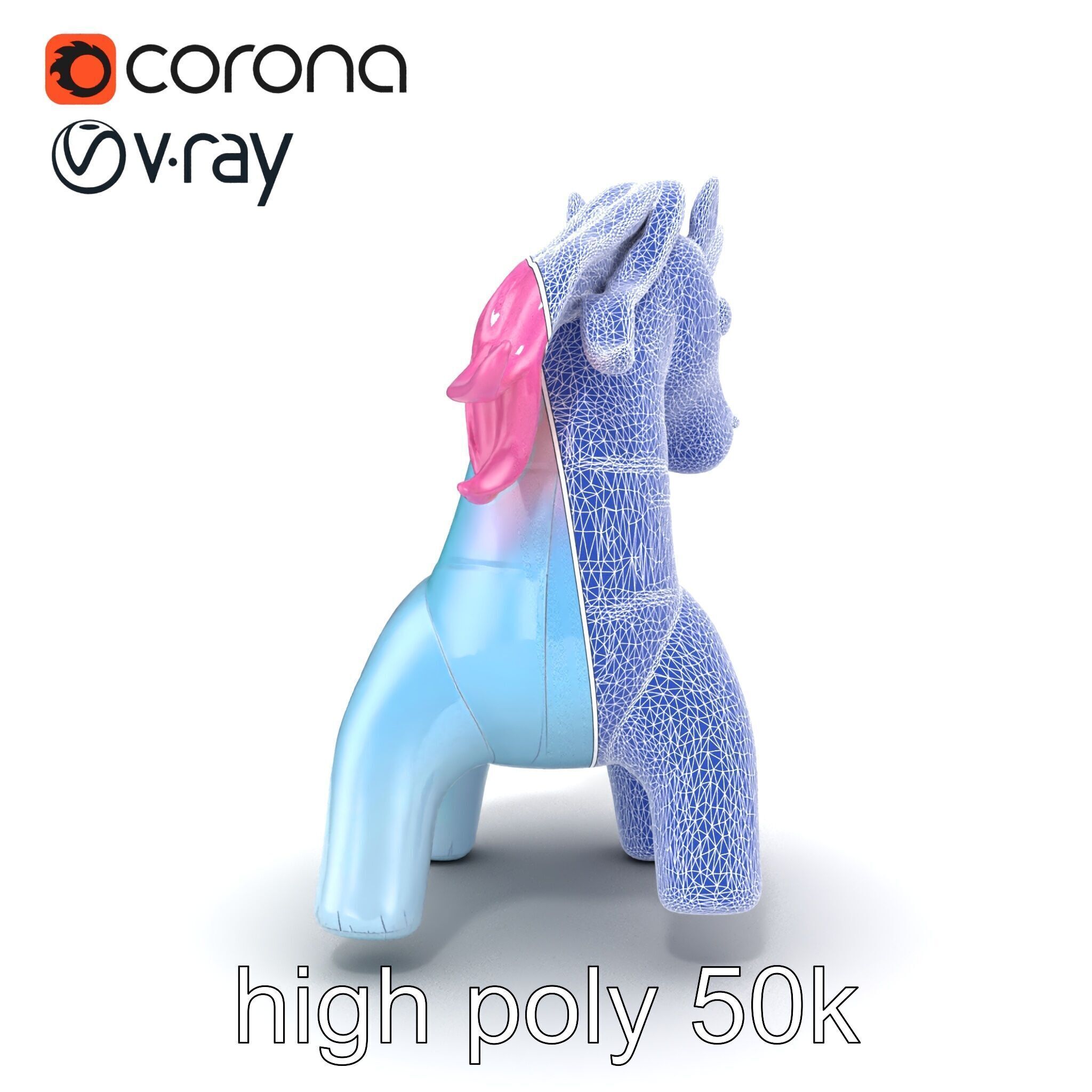 Magical Inflatable Unicorn Sculpture Model Pack Low-poly 3D model_28