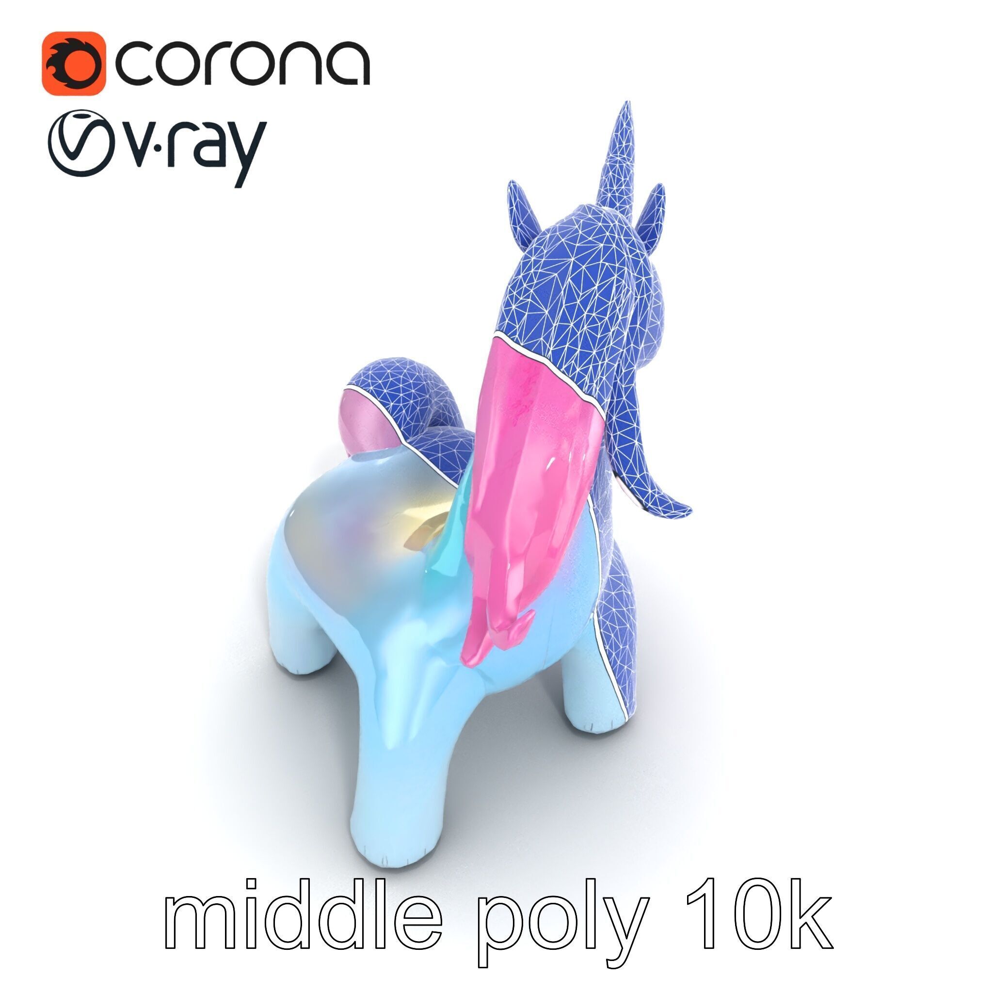 Magical Inflatable Unicorn Sculpture Model Pack Low-poly 3D model_15