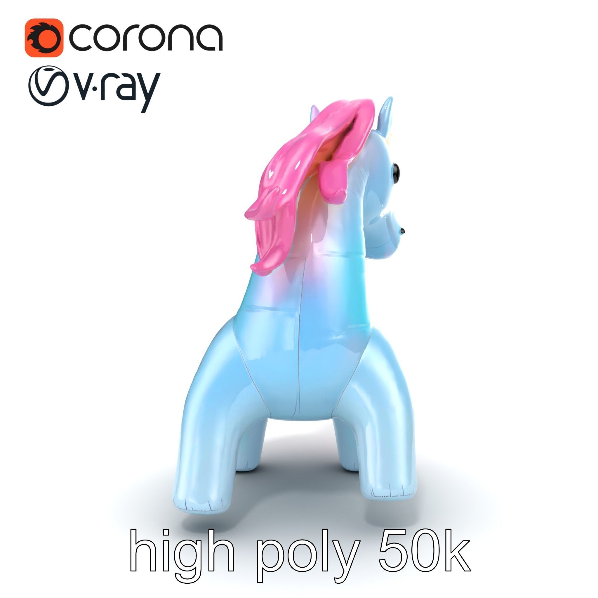 Magical Inflatable Unicorn Sculpture Model Pack Low-poly 3D model_19