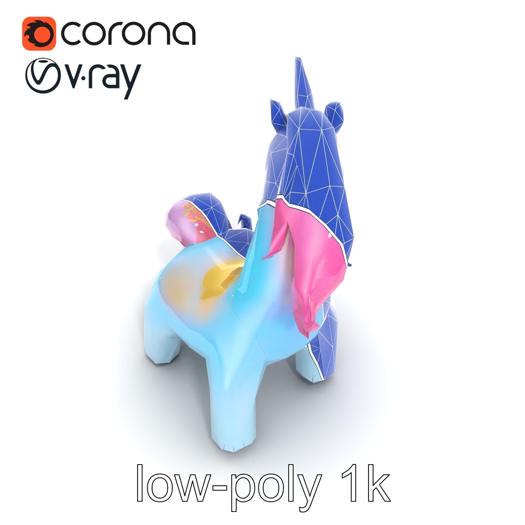 Magical Inflatable Unicorn Sculpture Model Pack Low-poly 3D model_27