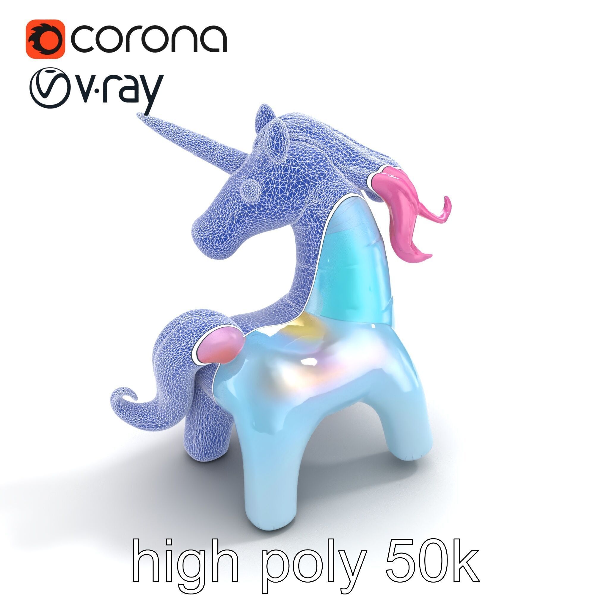 Magical Inflatable Unicorn Sculpture Model Pack Low-poly 3D model_30