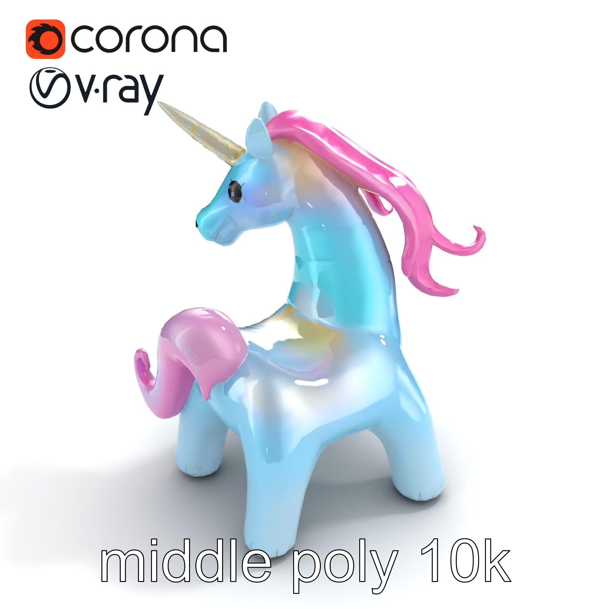 Magical Inflatable Unicorn Sculpture Model Pack Low-poly 3D model_8