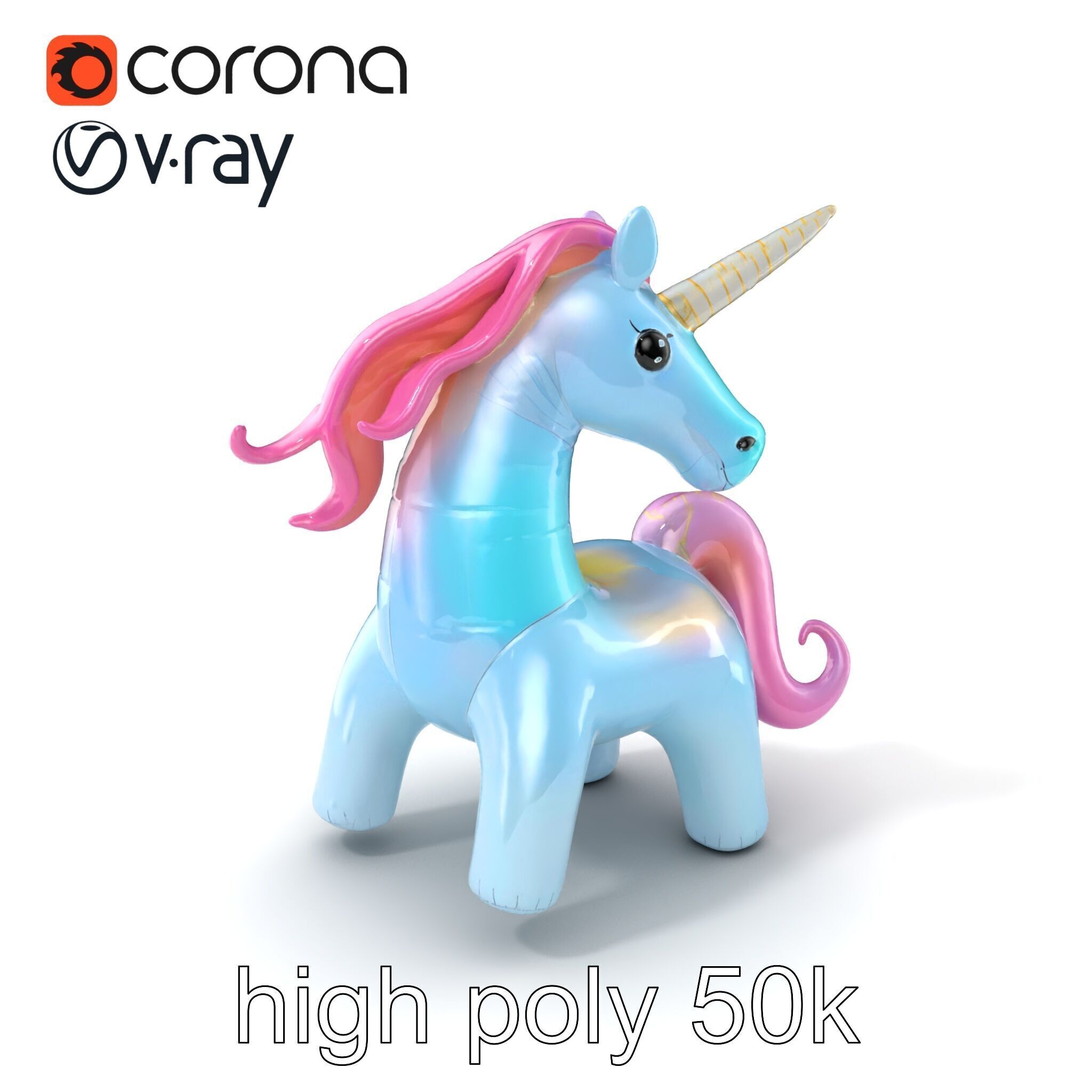 Magical Inflatable Unicorn Sculpture Model Pack Low-poly 3D model_2