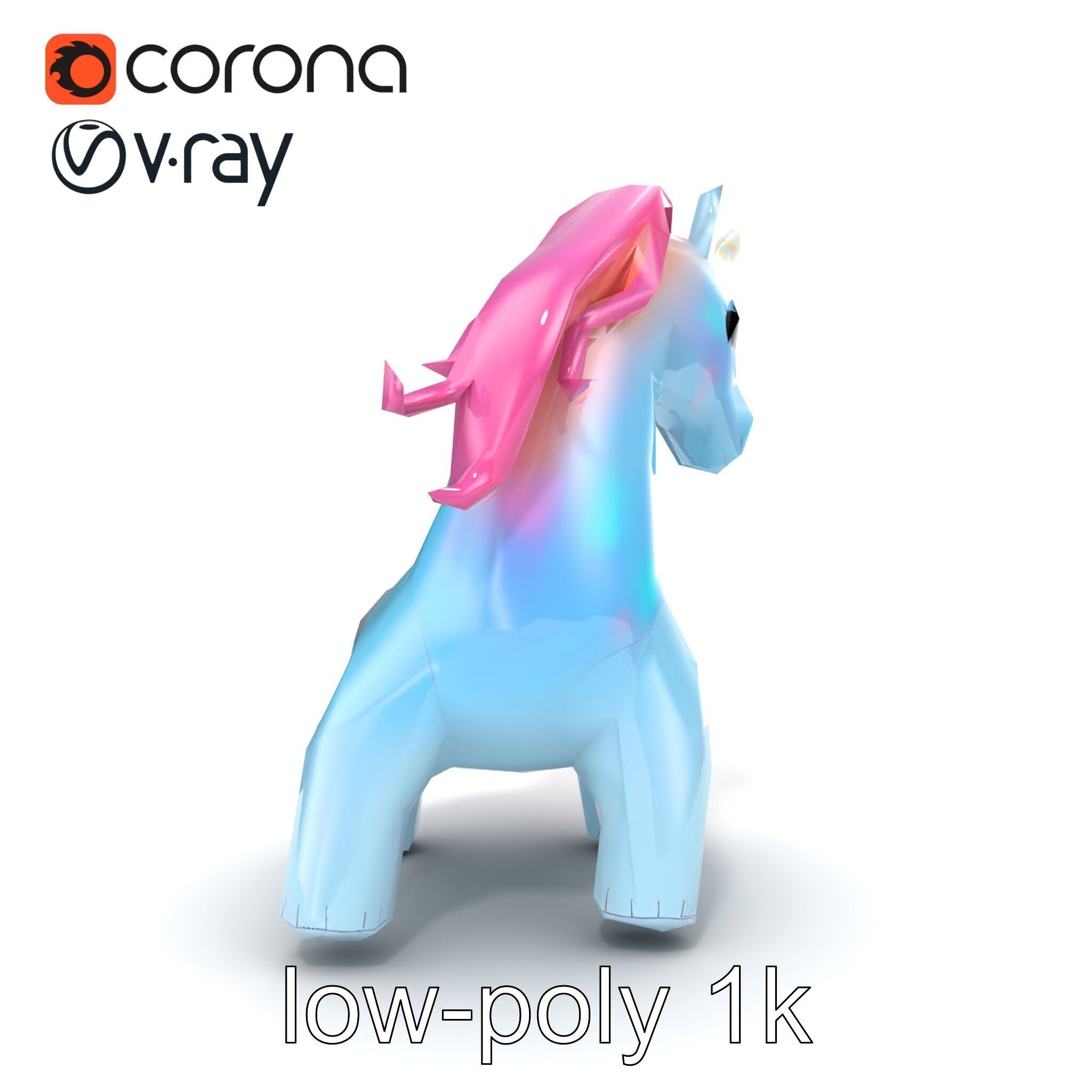 Magical Inflatable Unicorn Sculpture Model Pack Low-poly 3D model_14