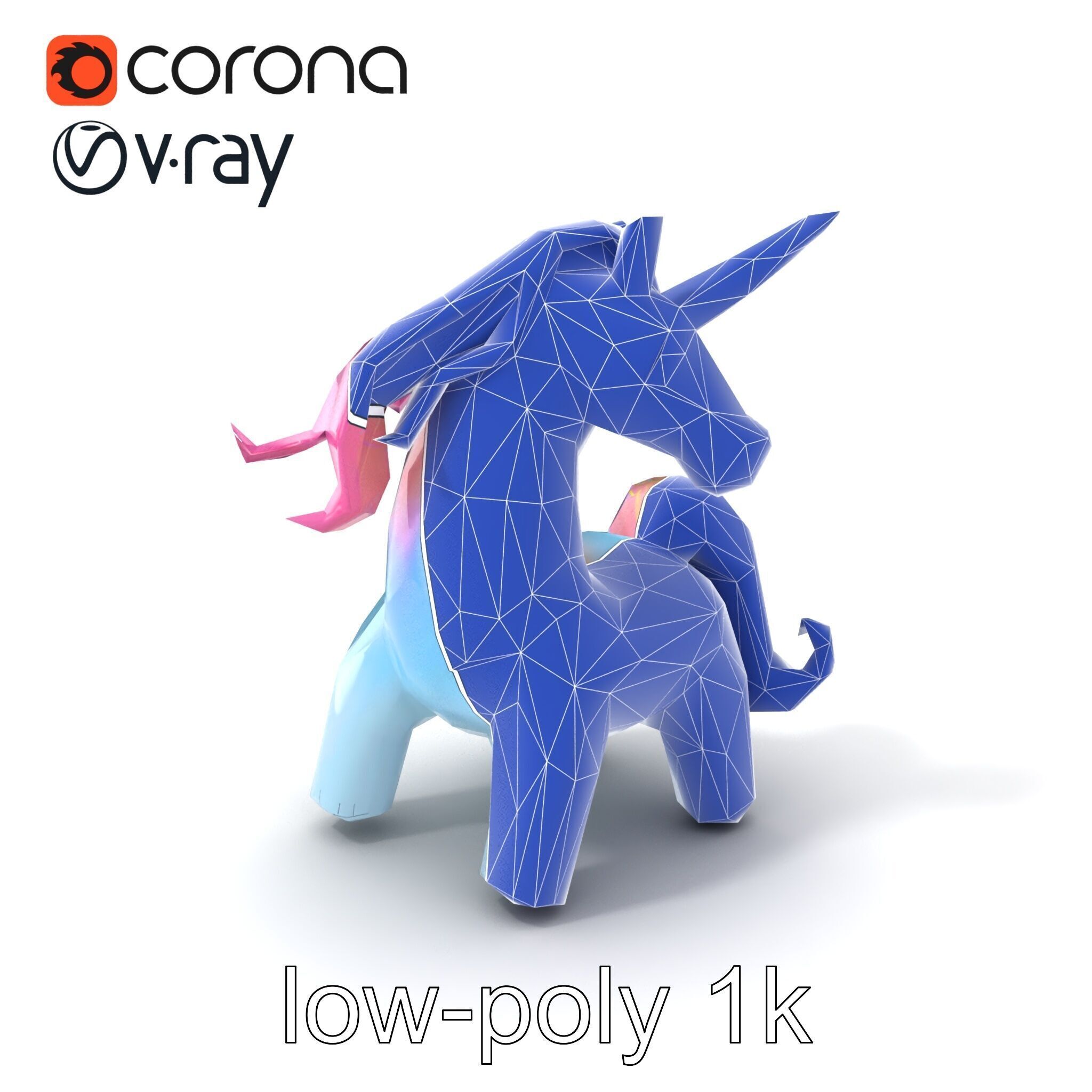 Magical Inflatable Unicorn Sculpture Model Pack Low-poly 3D model_7