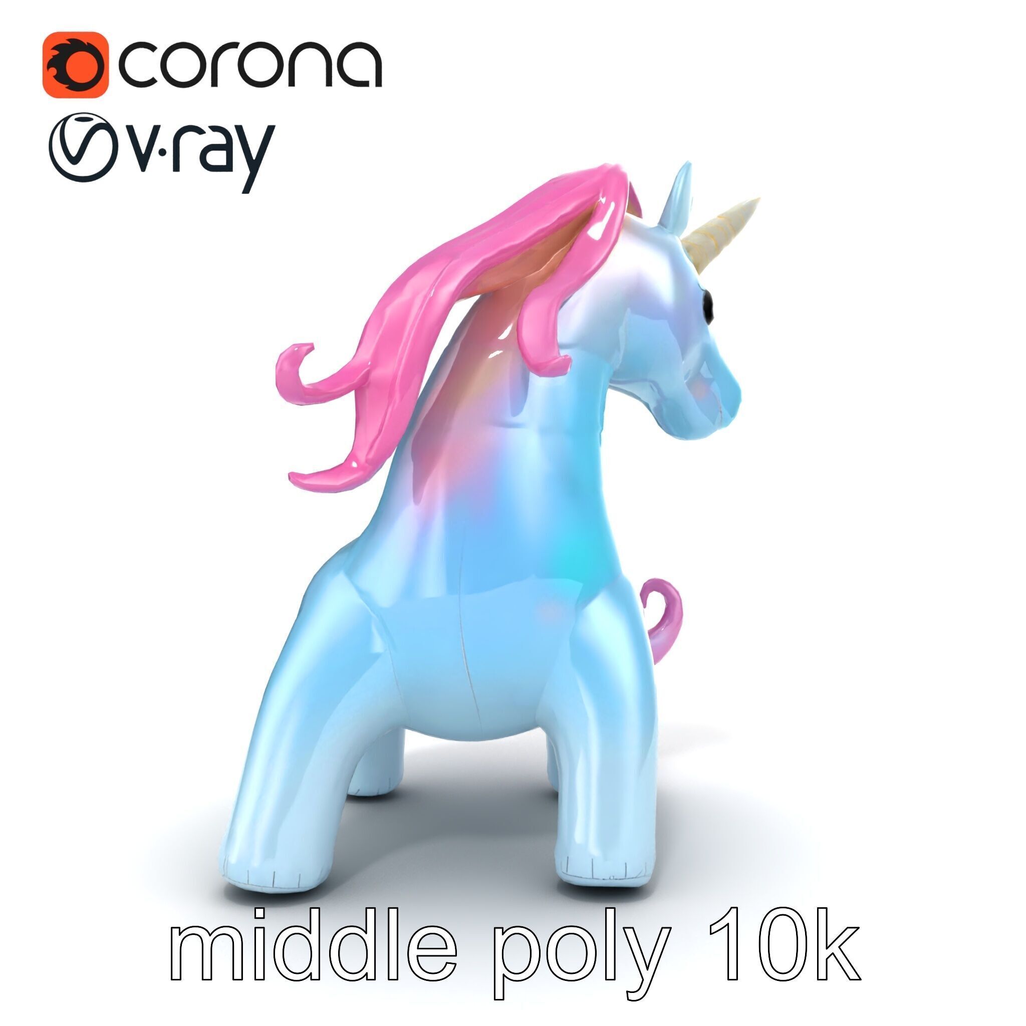 Magical Inflatable Unicorn Sculpture Model Pack Low-poly 3D model_17