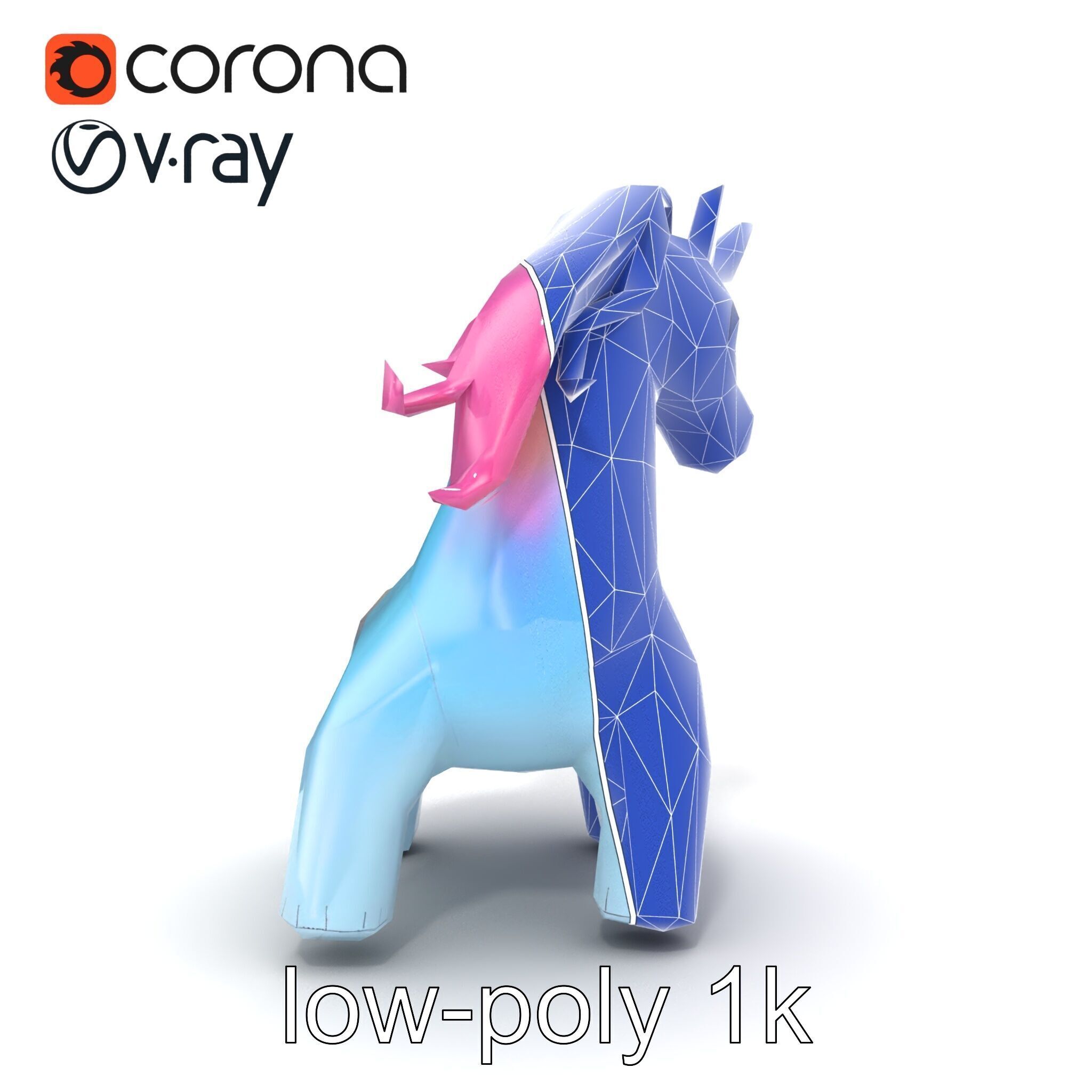 Magical Inflatable Unicorn Sculpture Model Pack Low-poly 3D model_20
