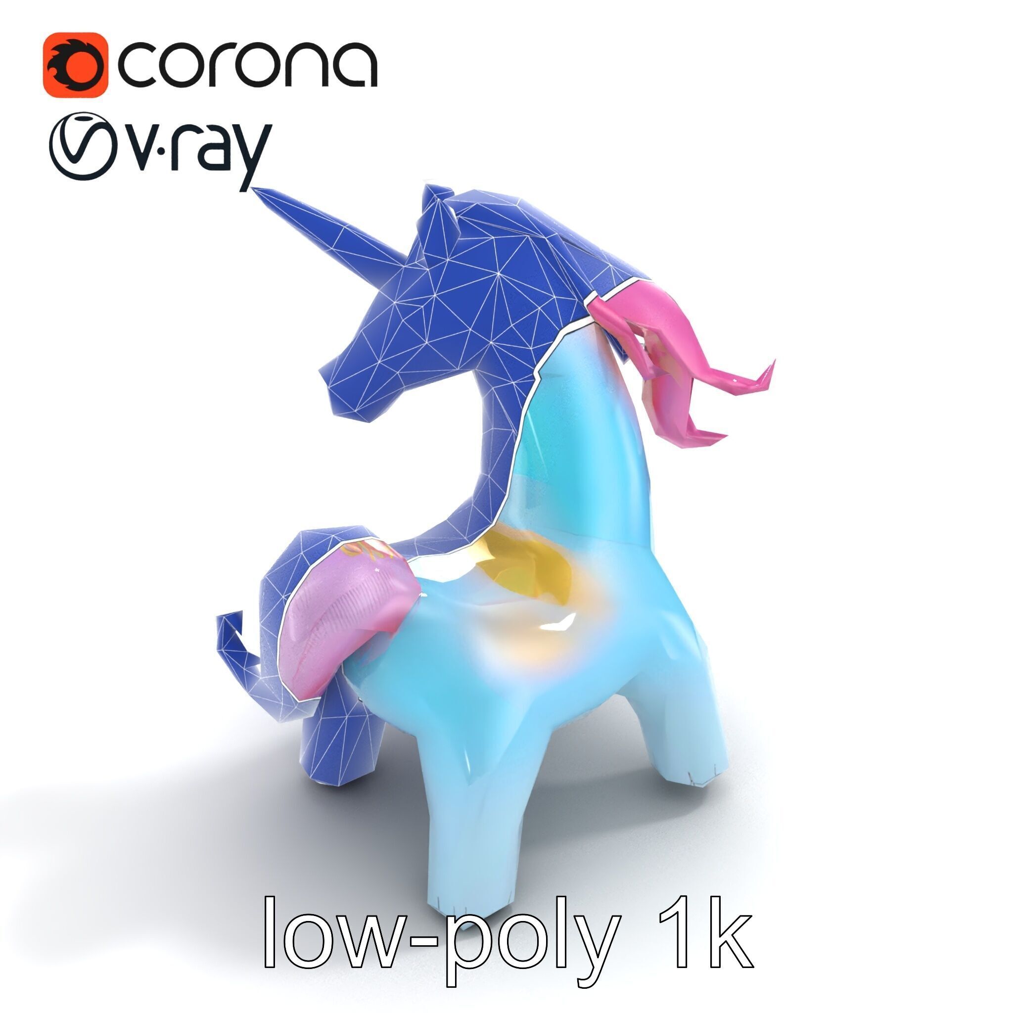 Magical Inflatable Unicorn Sculpture Model Pack Low-poly 3D model_22