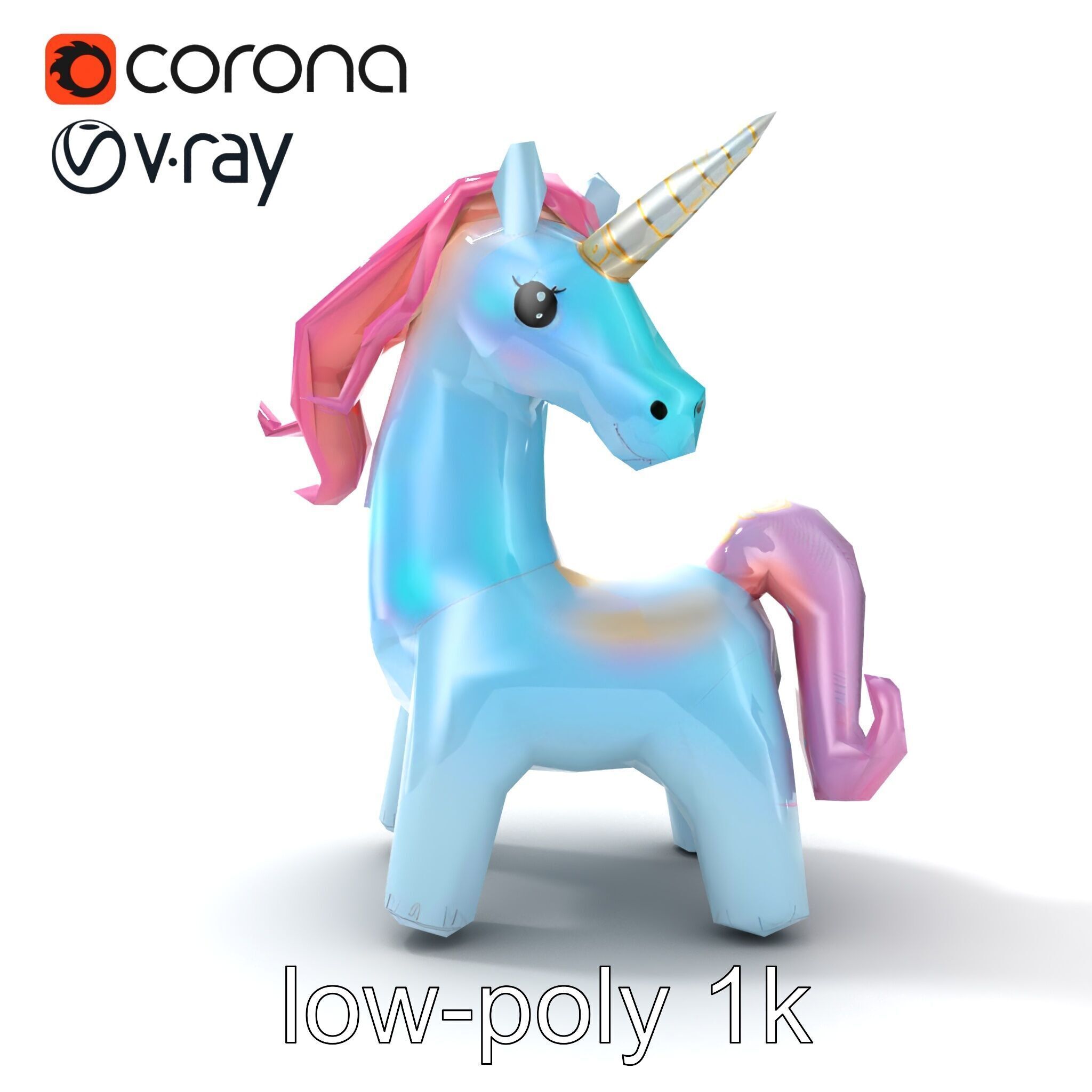 Magical Inflatable Unicorn Sculpture Model Pack Low-poly 3D model_21