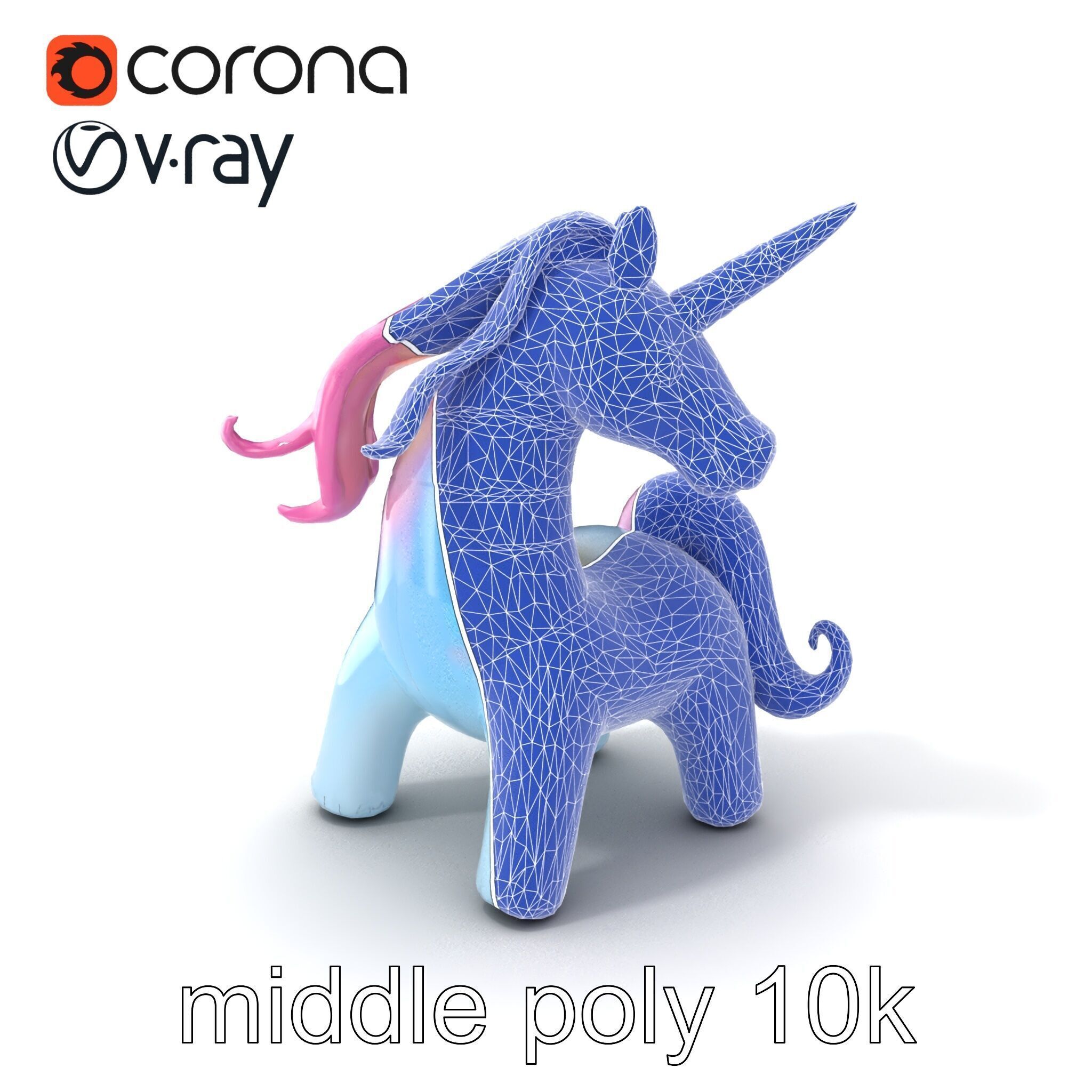 Magical Inflatable Unicorn Sculpture Model Pack Low-poly 3D model_6