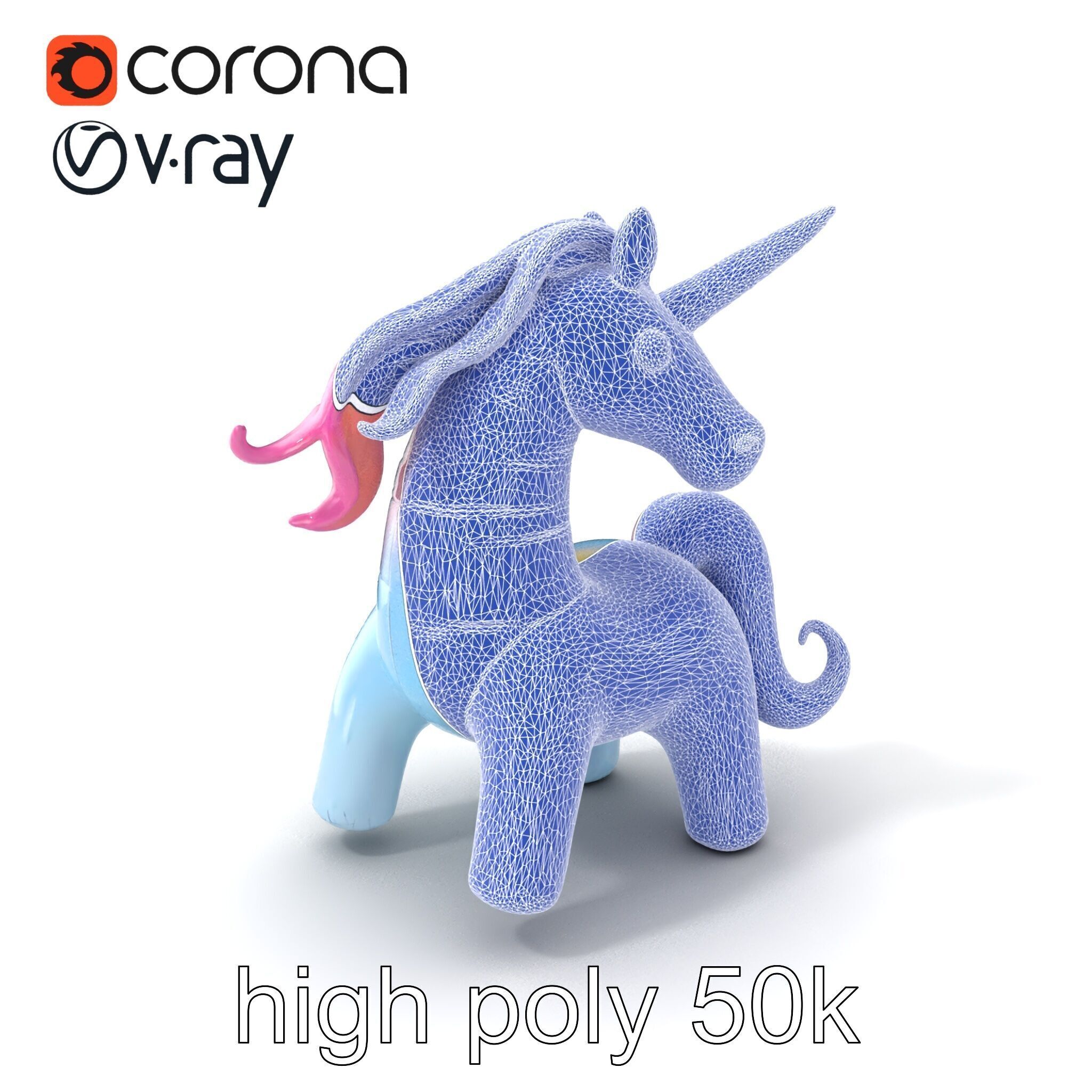Magical Inflatable Unicorn Sculpture Model Pack Low-poly 3D model_10