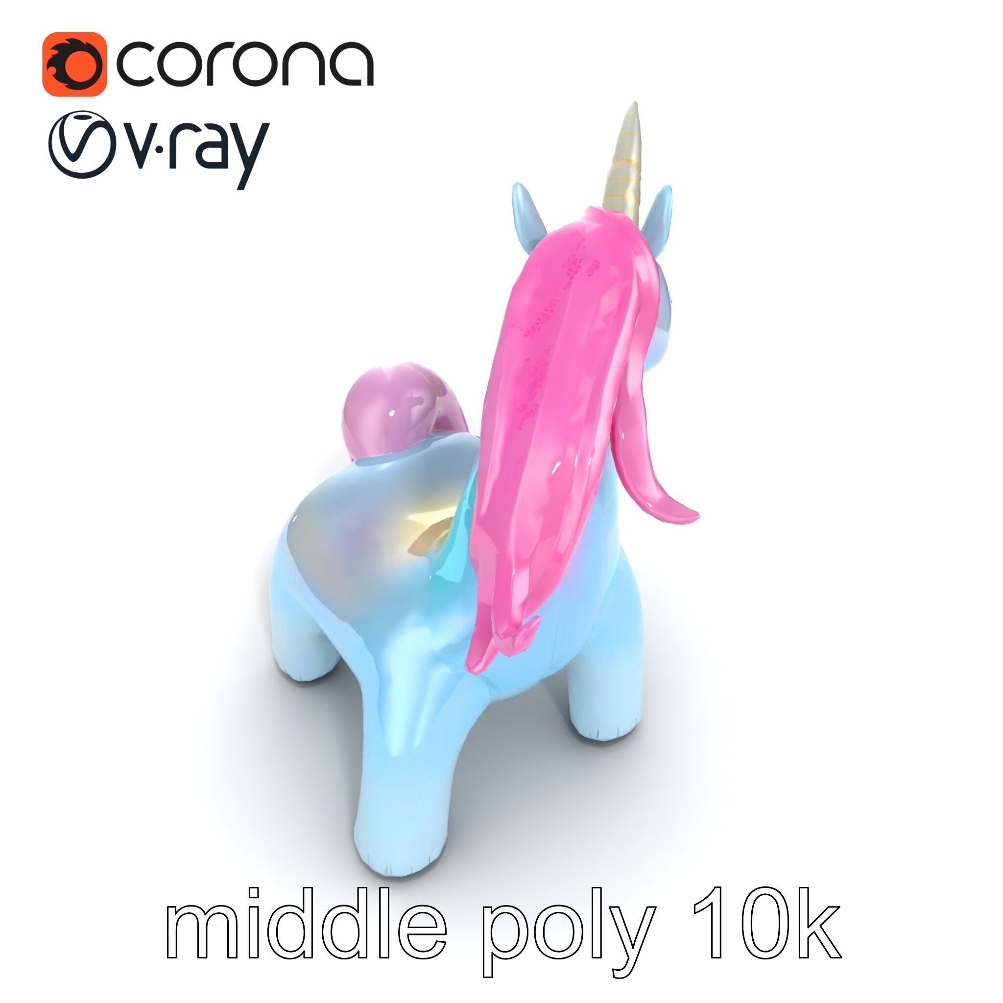 Magical Inflatable Unicorn Sculpture Model Pack Low-poly 3D model_18