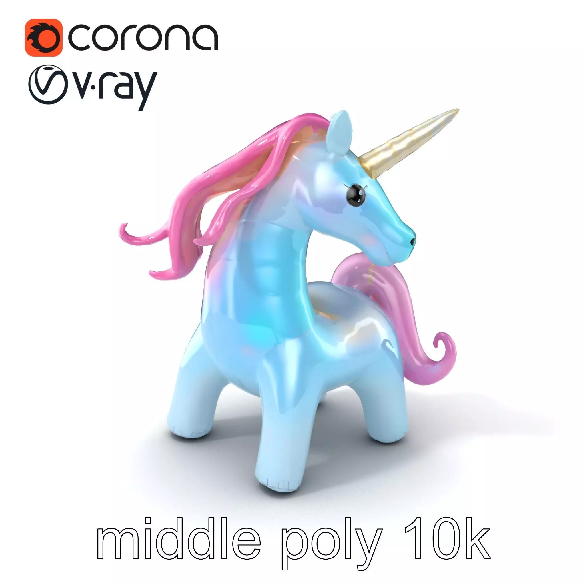 Magical Inflatable Unicorn Sculpture Model Pack Low-poly 3D model_0