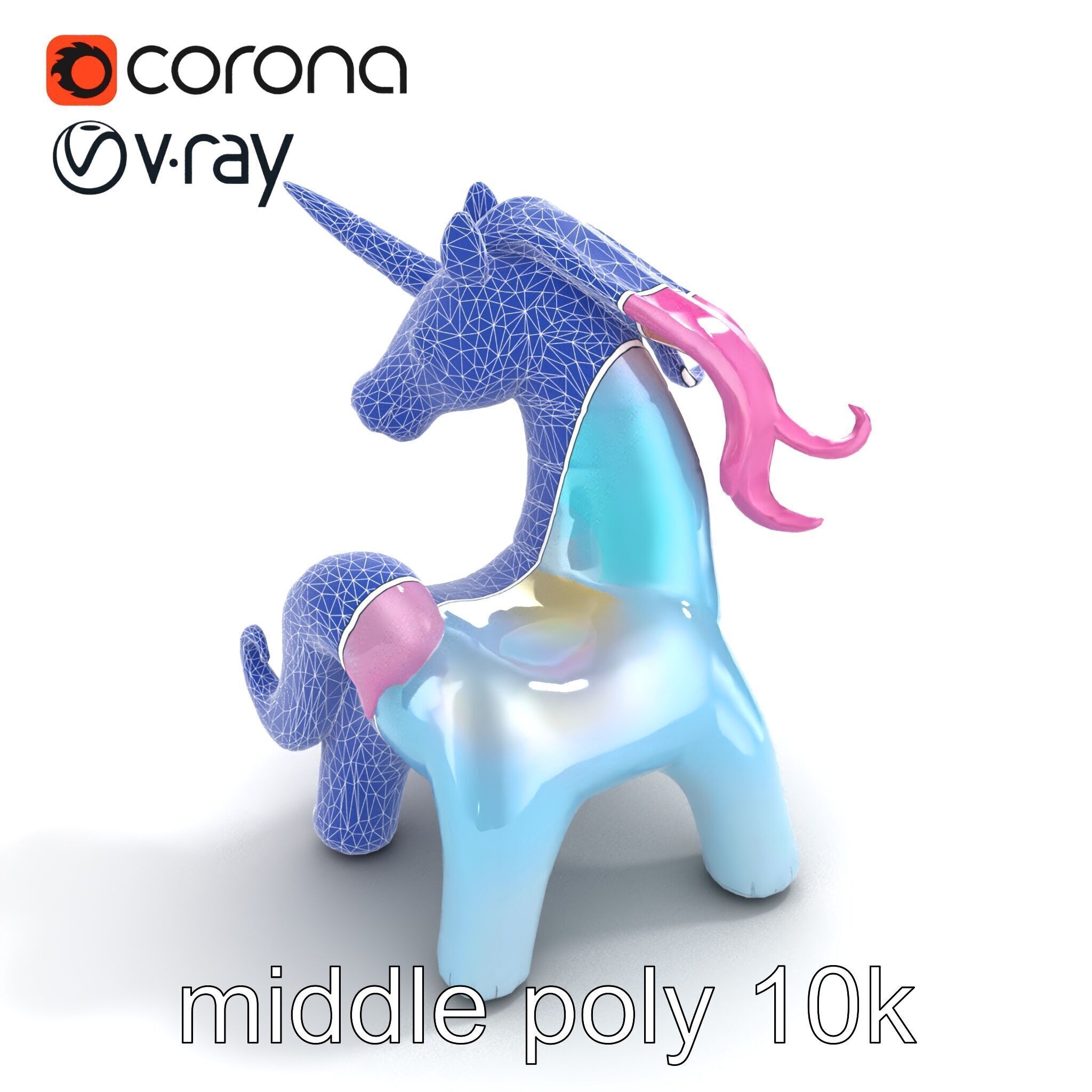 Magical Inflatable Unicorn Sculpture Model Pack Low-poly 3D model_11