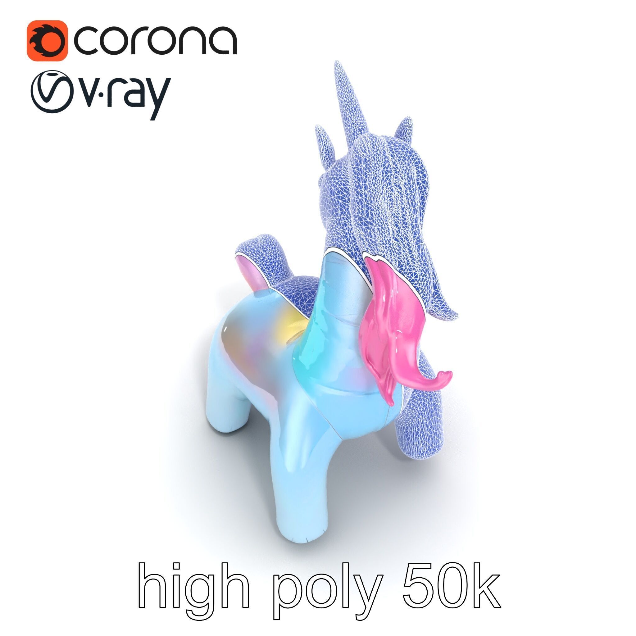 Magical Inflatable Unicorn Sculpture Model Pack Low-poly 3D model_25