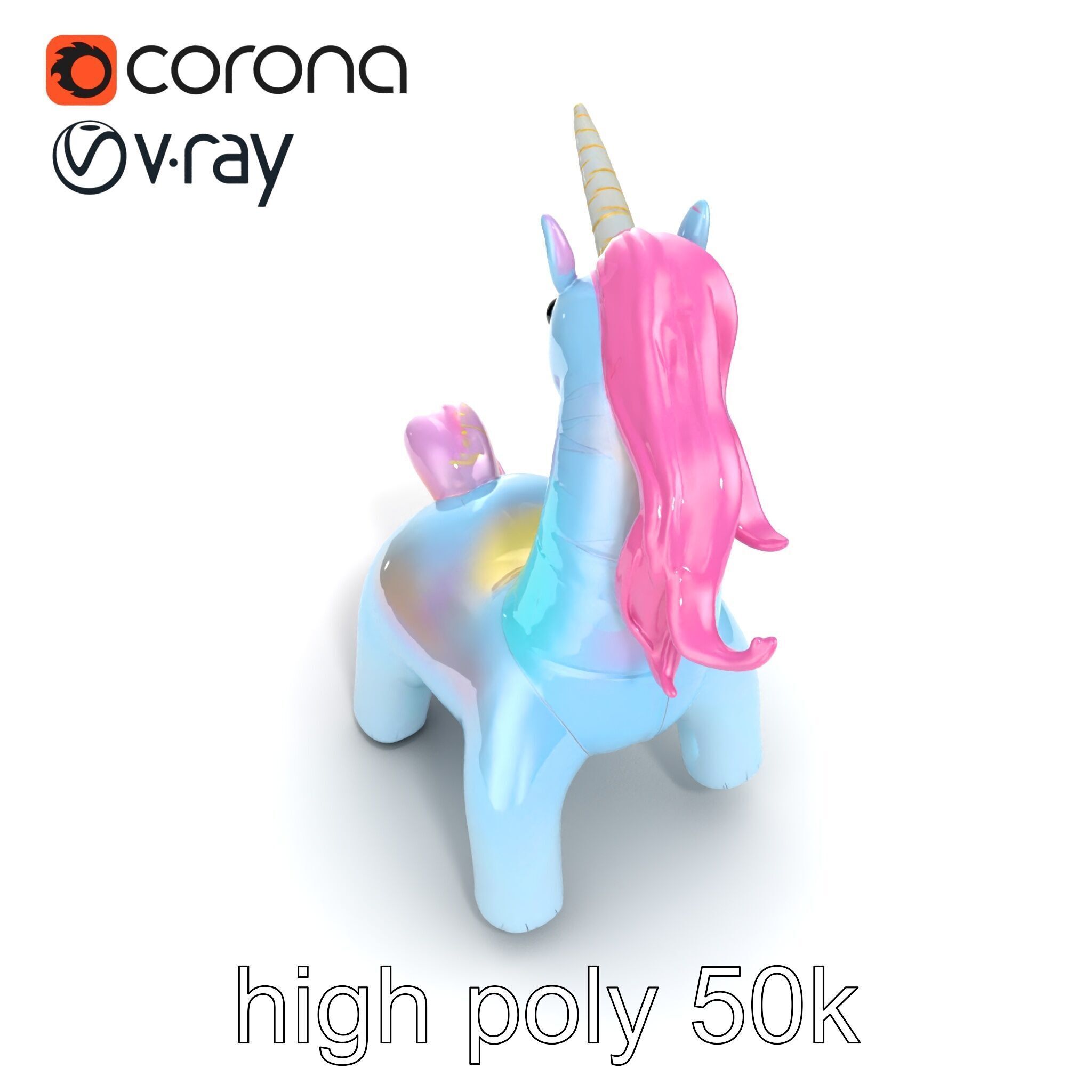 Magical Inflatable Unicorn Sculpture Model Pack Low-poly 3D model_24