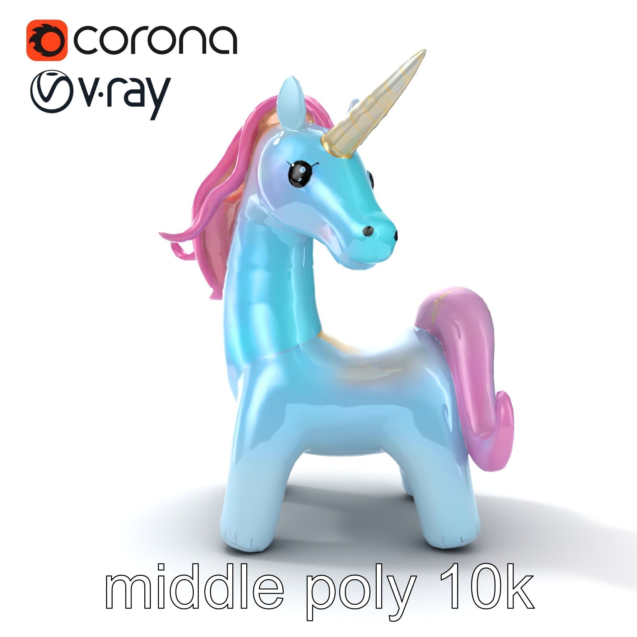 Magical Inflatable Unicorn Sculpture Model Pack Low-poly 3D model_16