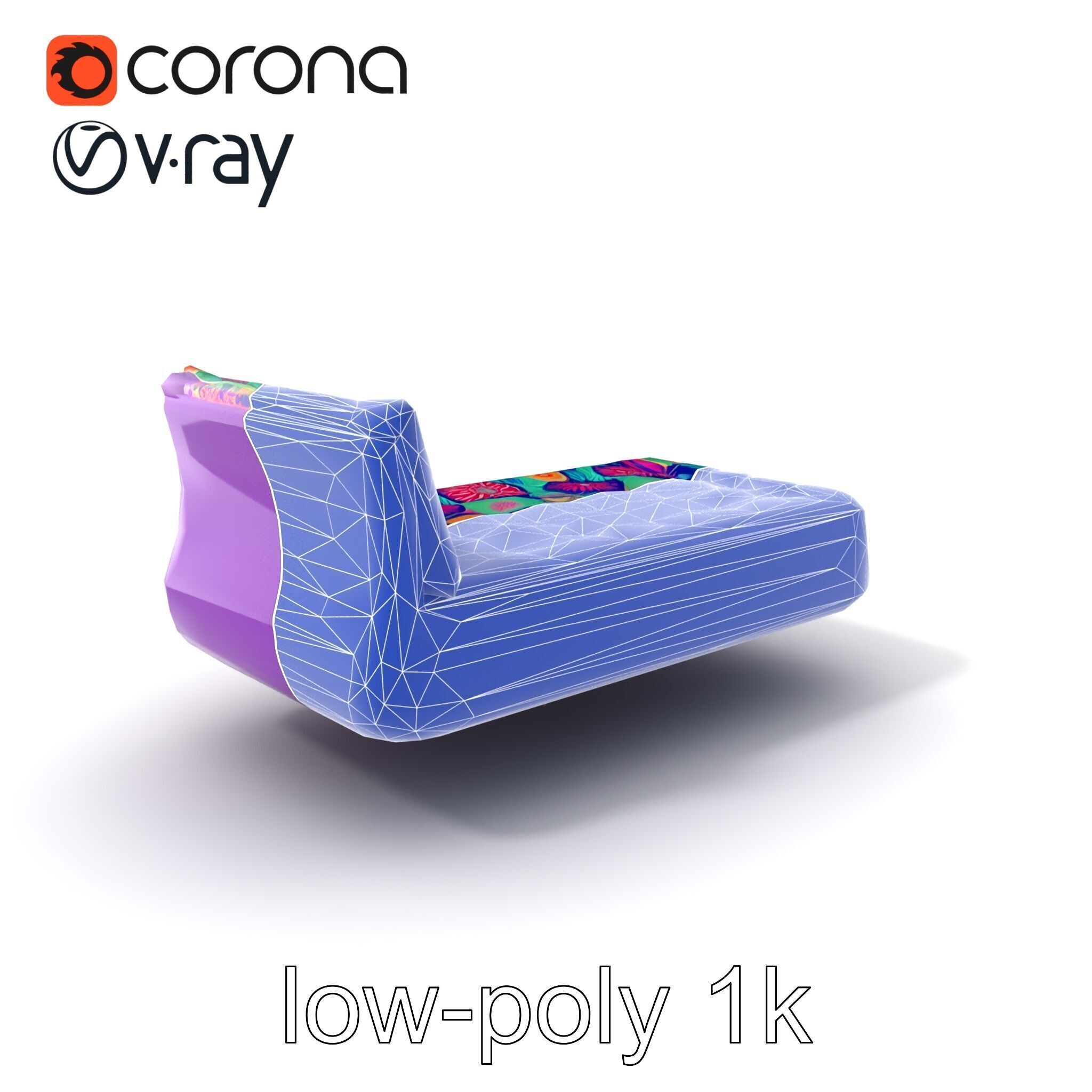 Convertible Inflatable Mattress Vibrant Patterns Model Pack Low-poly 3D model_7