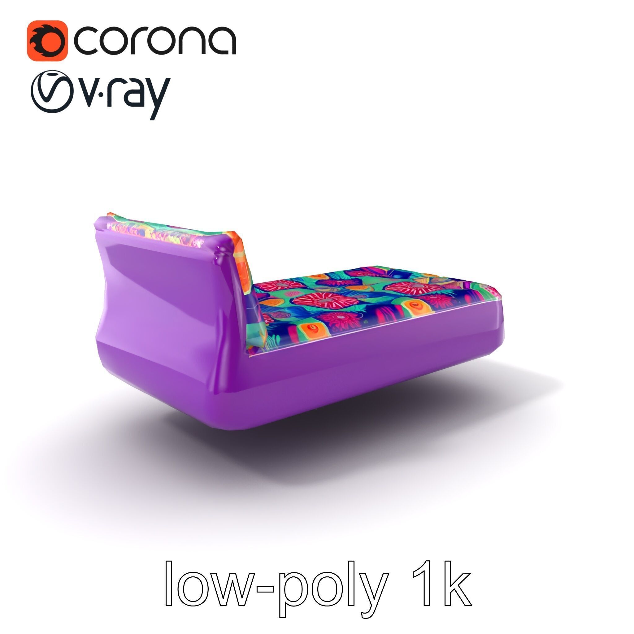 Convertible Inflatable Mattress Vibrant Patterns Model Pack Low-poly 3D model_5