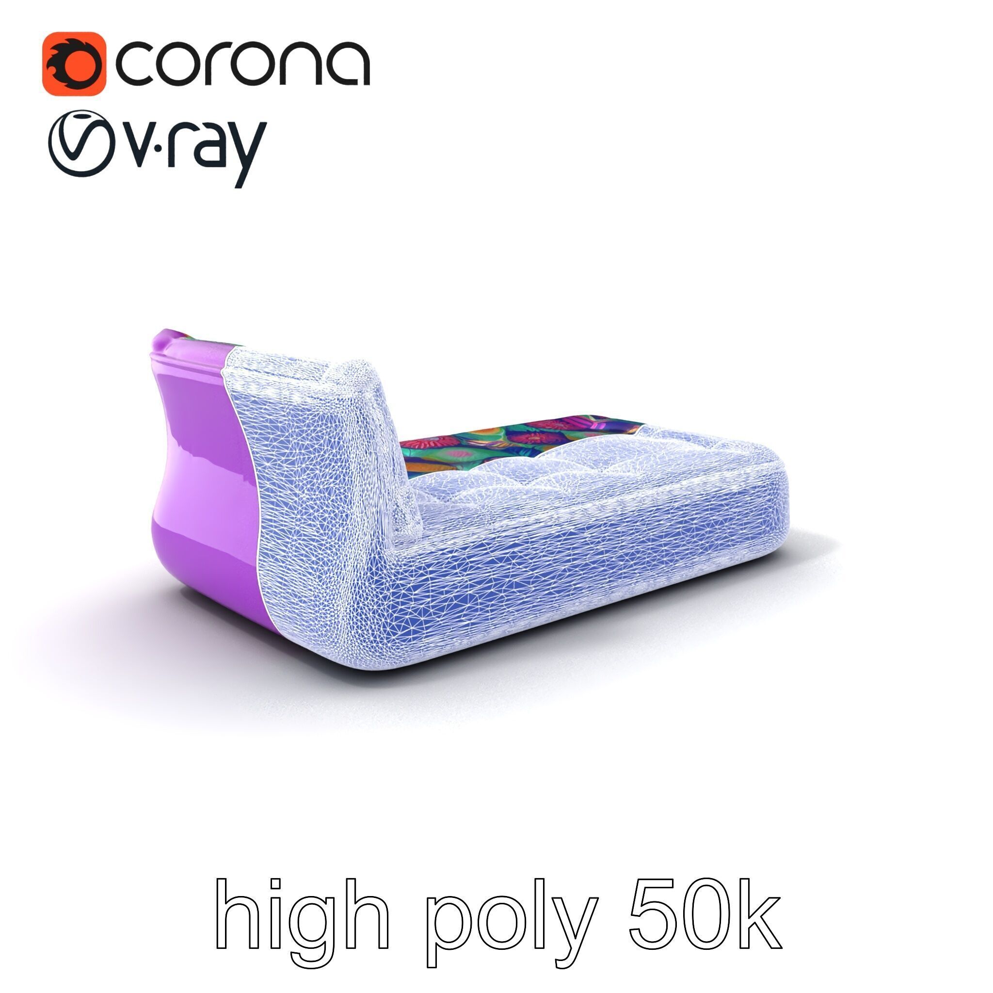 Convertible Inflatable Mattress Vibrant Patterns Model Pack Low-poly 3D model_10