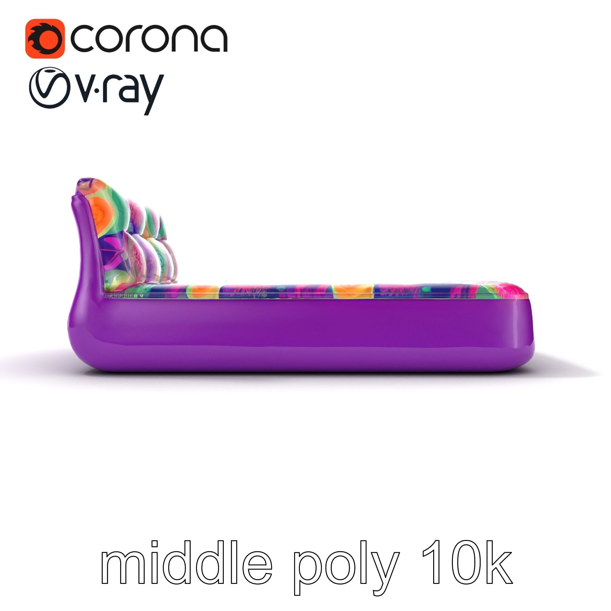 Convertible Inflatable Mattress Vibrant Patterns Model Pack Low-poly 3D model_30